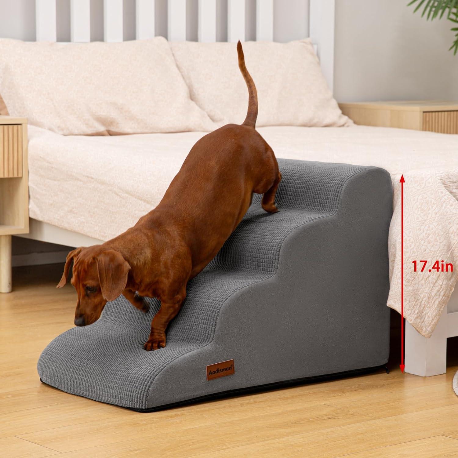 Escalones para Perros AODISMAN 4 Pasos Antideslizantes 44.2 cm Gris