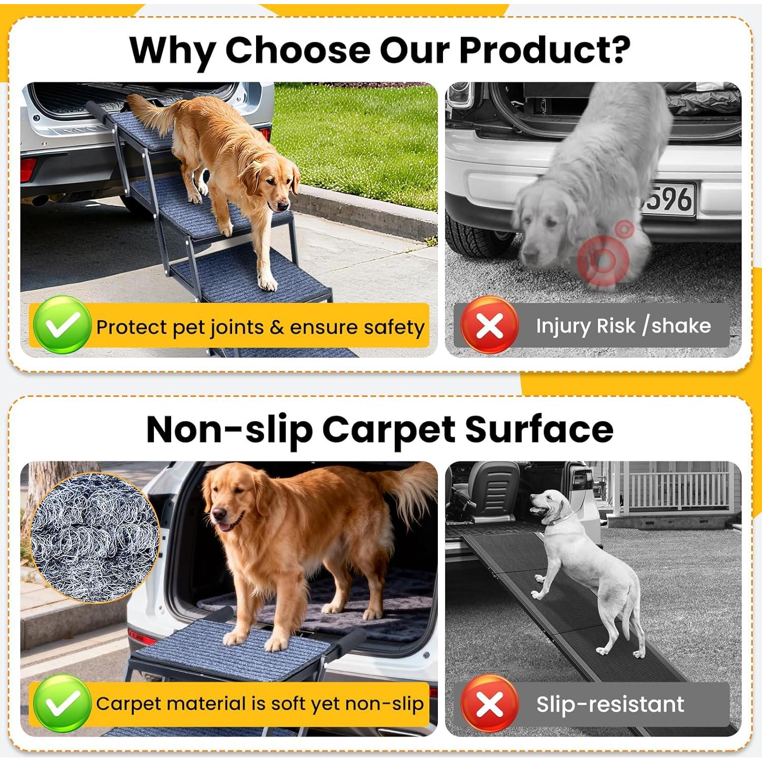 Rampa Plegable para Perros PALATALA - Soporta 90 kg, Antideslizante