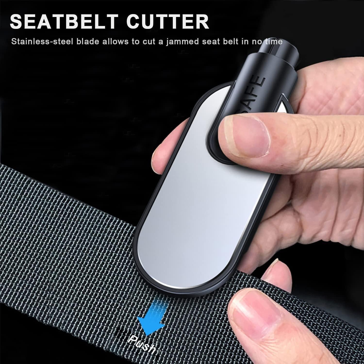 Martillo de Seguridad 2 en 1 ACEBON Rojo - Rompe Cristales y Cortador de Cinturón