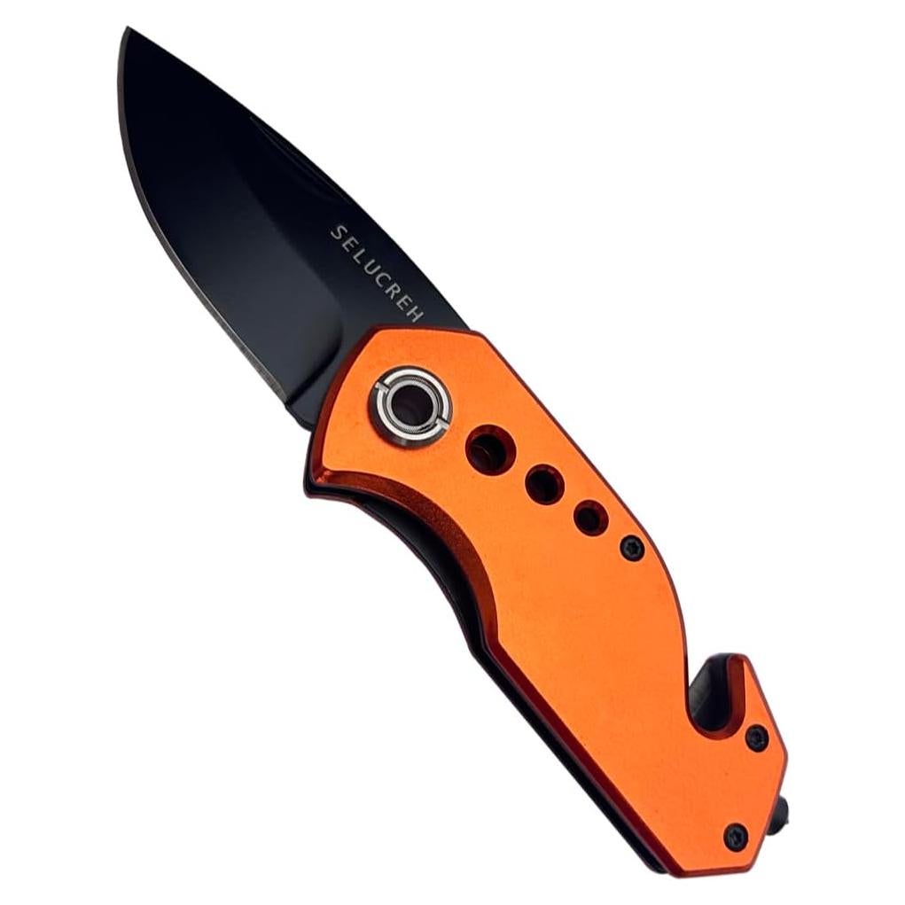 Cuchillo de bolsillo SELUCREH plegable 16 cm acero inoxidable naranja