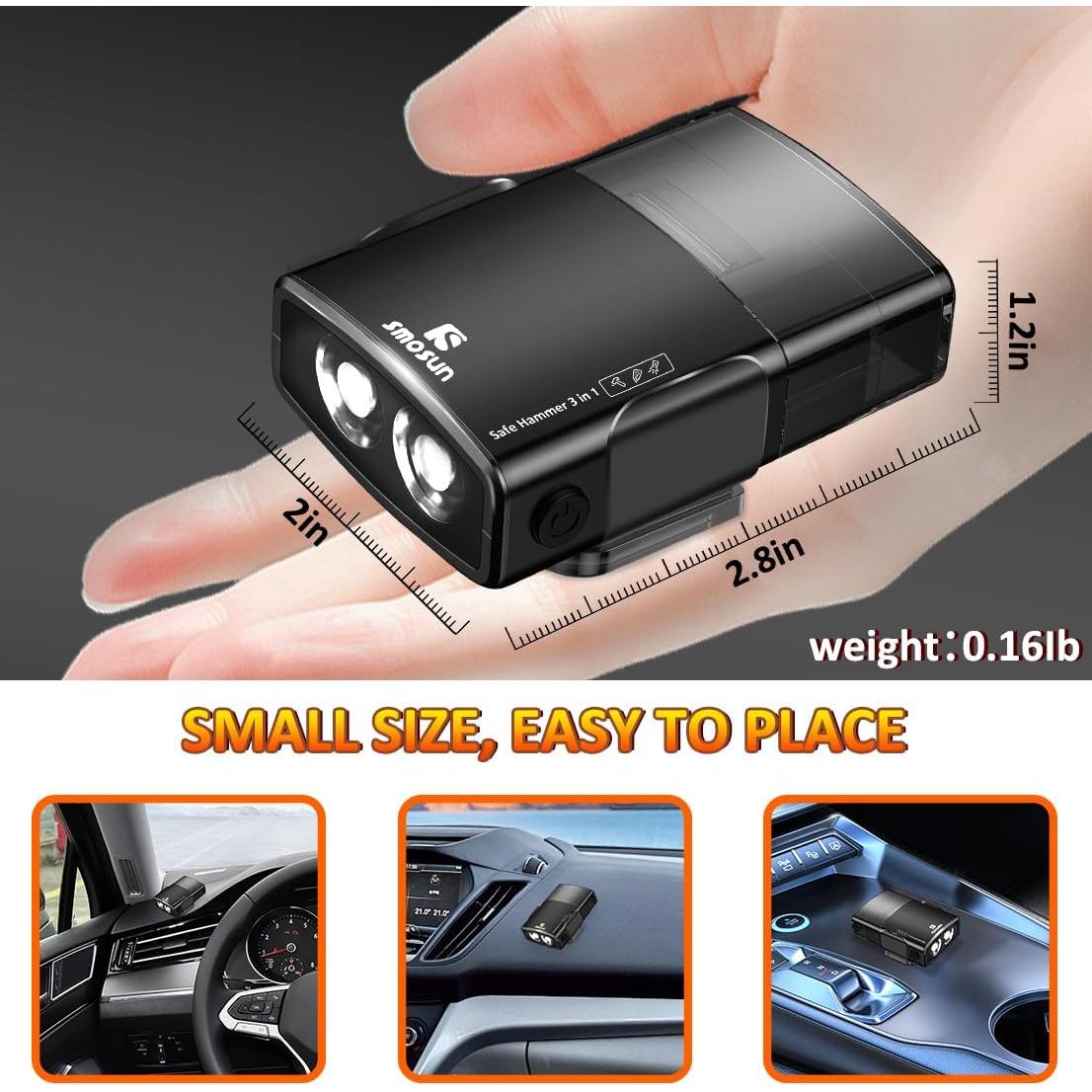 Martillo de Seguridad 3 en 1 Gemgong Cortador y Rompe Cristales