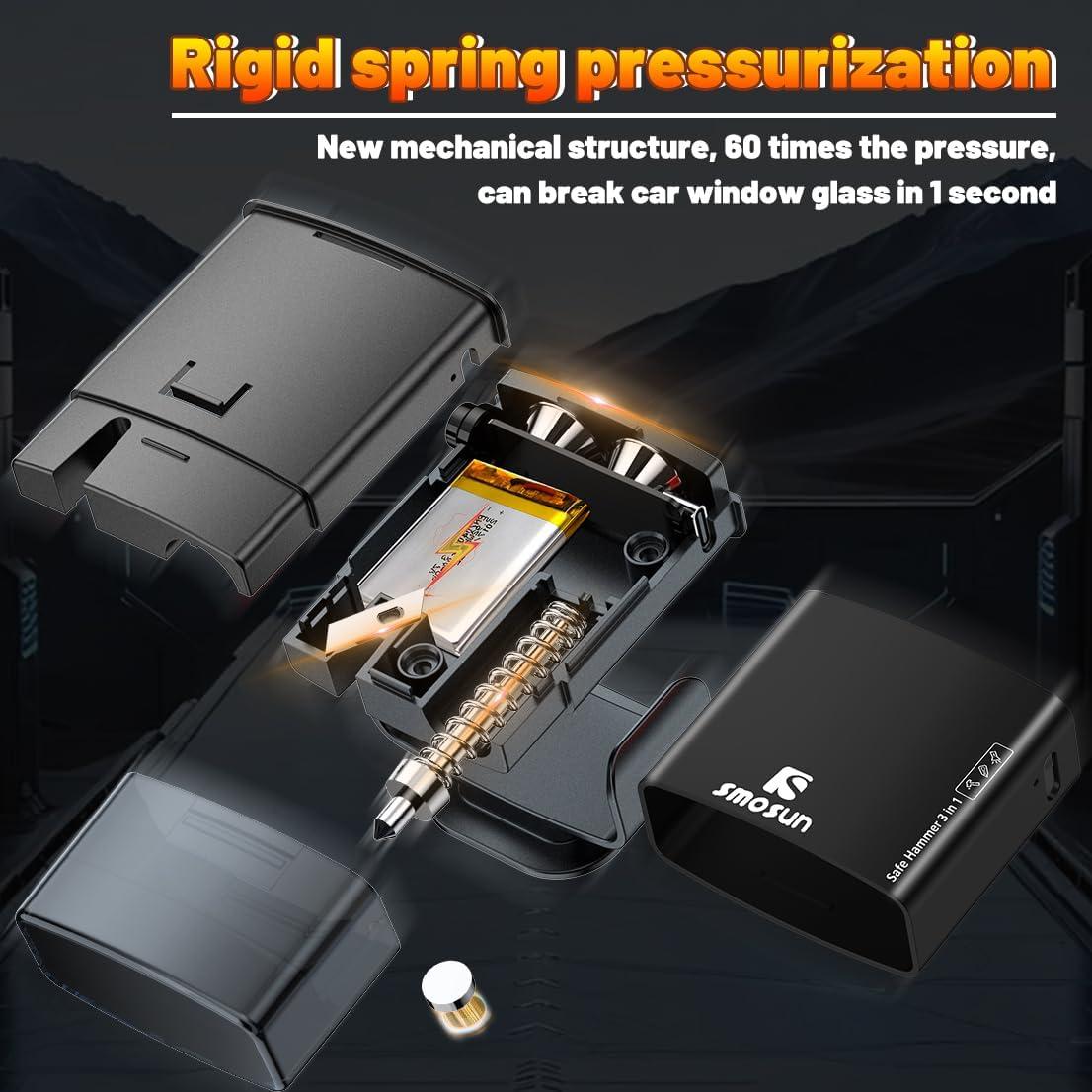 Martillo de Seguridad 3 en 1 Gemgong Cortador y Rompe Cristales