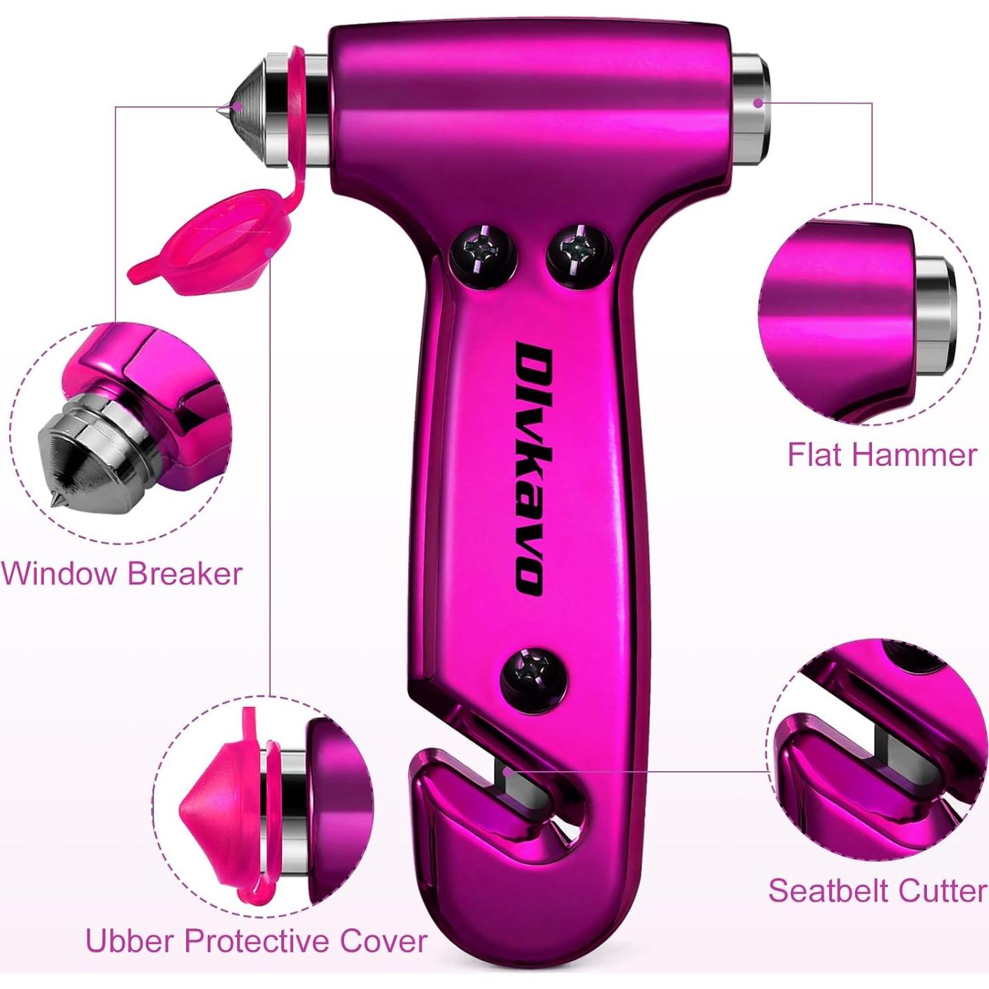 Martillo de Seguridad Dlvkavo para Automóvil 3 en 1 Rosa