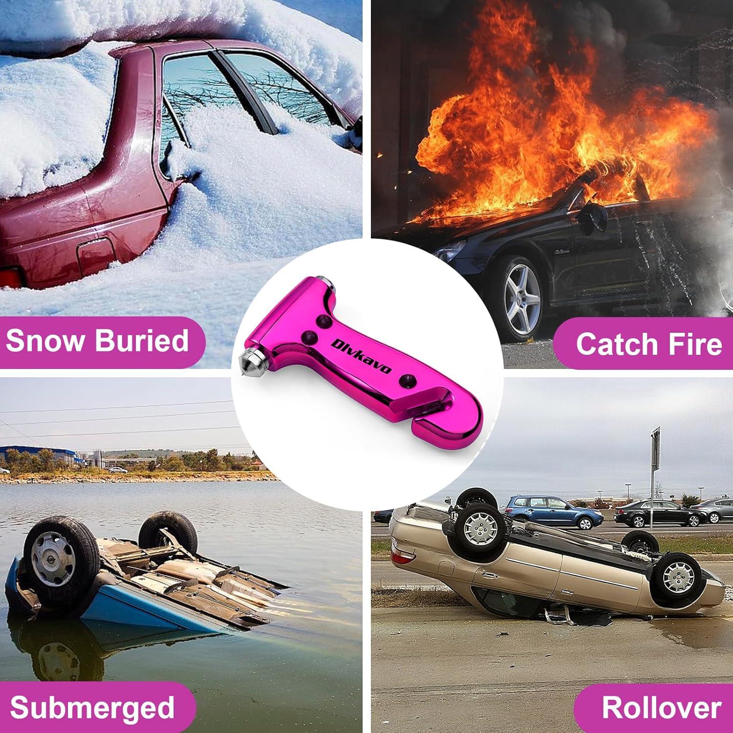Martillo de Seguridad Dlvkavo para Automóvil 3 en 1 Rosa