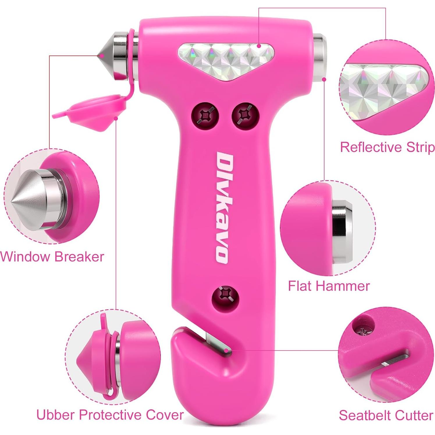 Rompe Ventanas Dlvkavo 3-en-1 Martillo de Seguridad Rosa