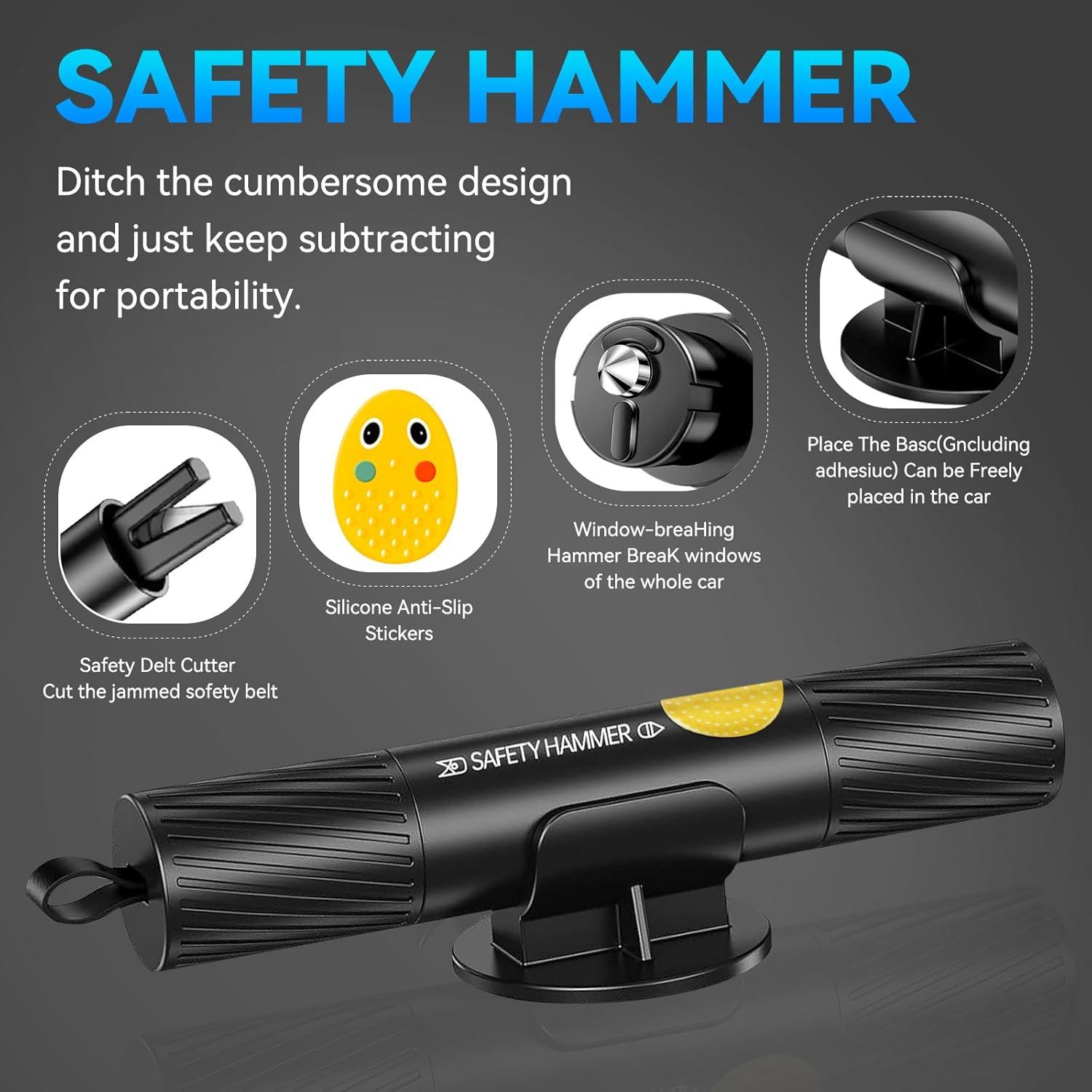 Martillo de Seguridad Gemgong Safehammer 2 en 1 Rompe Cristales