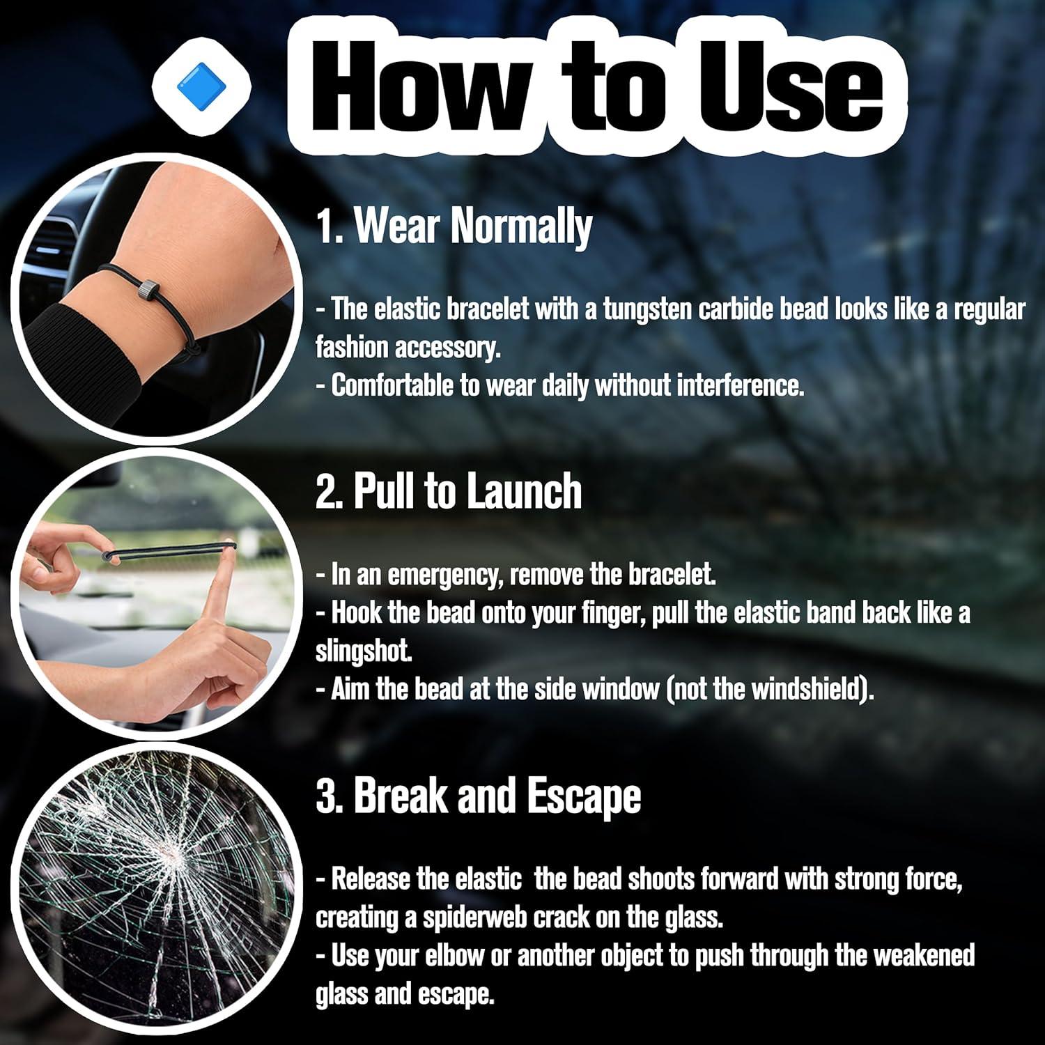 Rompedor de Ventanas de Vidrio de Carburo de Tungsteno KH866 - Pulsera de Escape