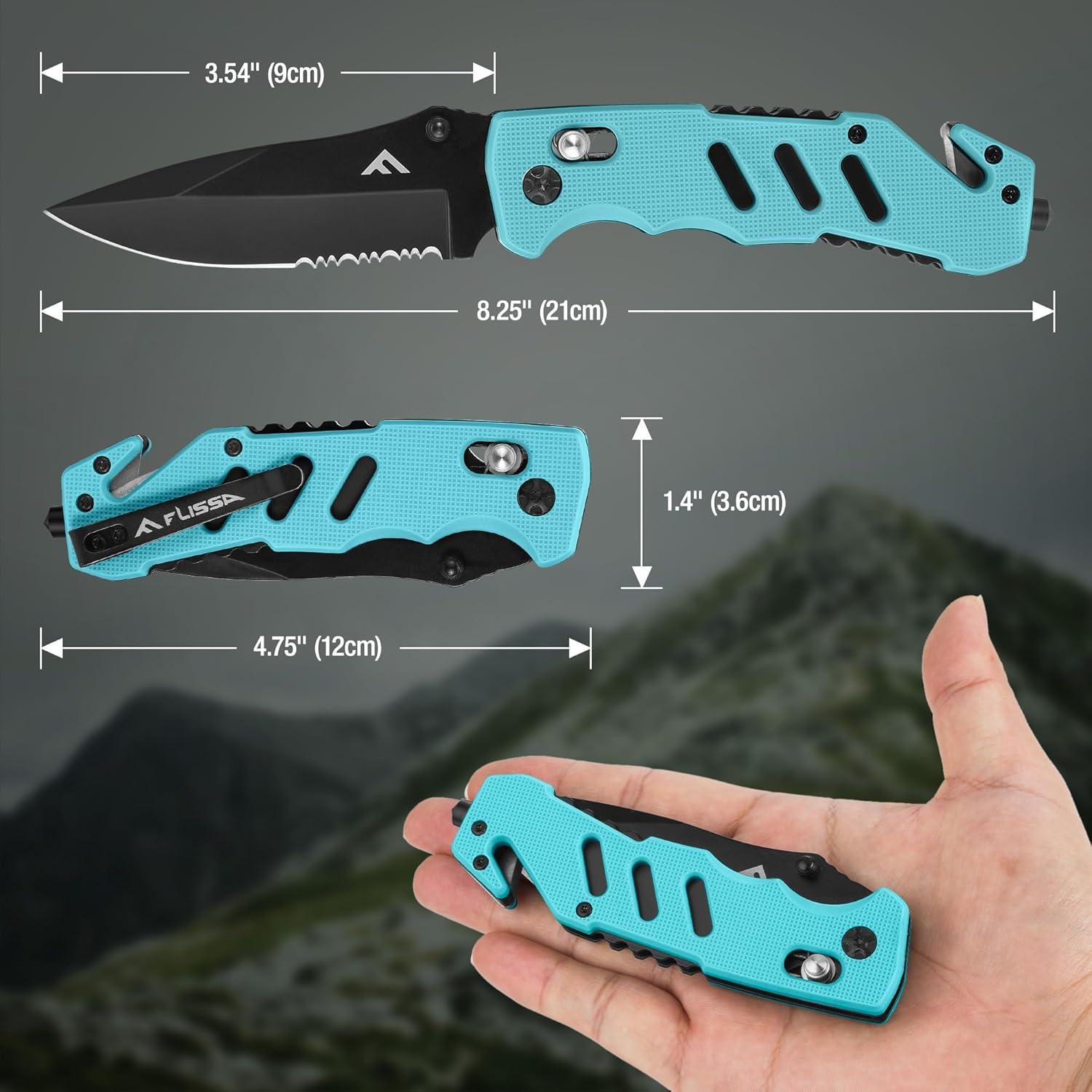 Cuchillo Plegable FLISSA Azul 9 cm Hoja Acero Inoxidable EDC