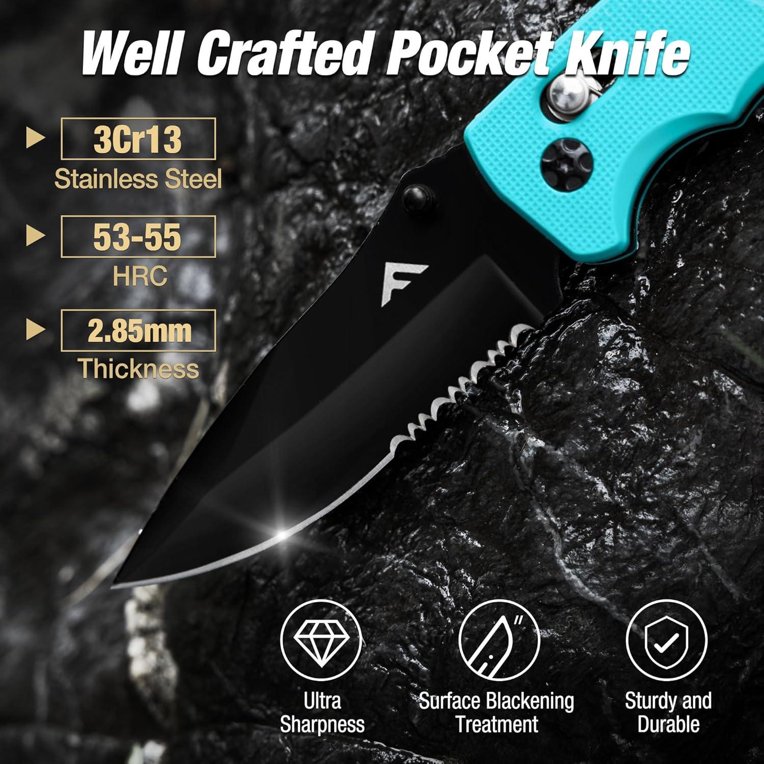 Cuchillo Plegable FLISSA Azul 9 cm Hoja Acero Inoxidable EDC