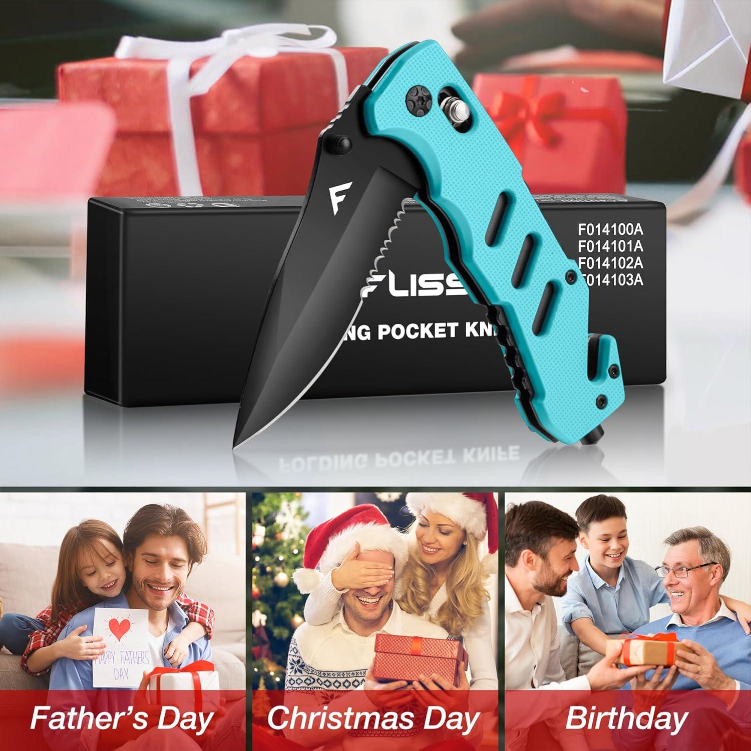 Cuchillo Plegable FLISSA Azul 9 cm Hoja Acero Inoxidable EDC