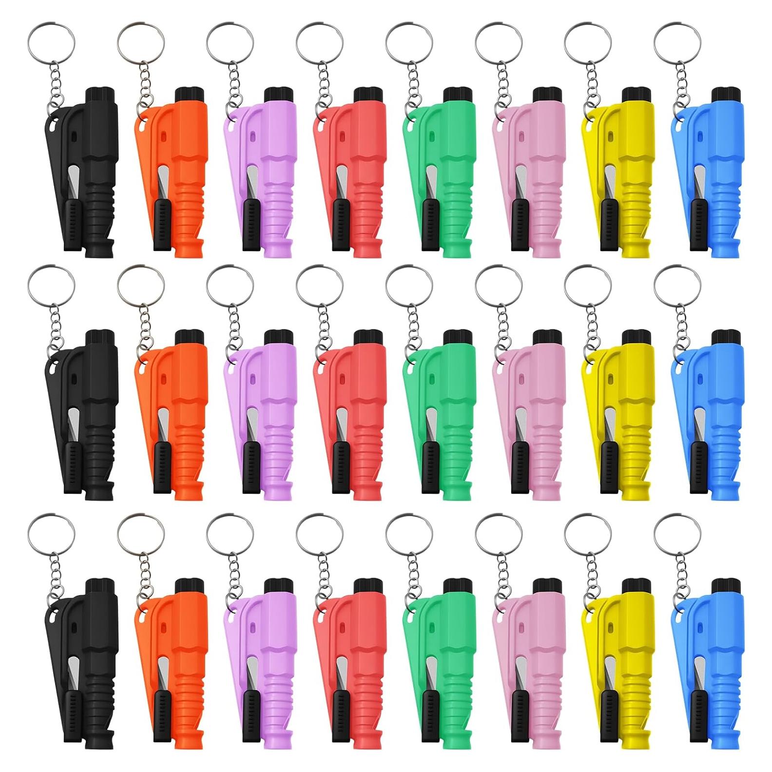 24 Llaveros Rompe Ventanas Adboros 3 en 1 Cortador Silbato