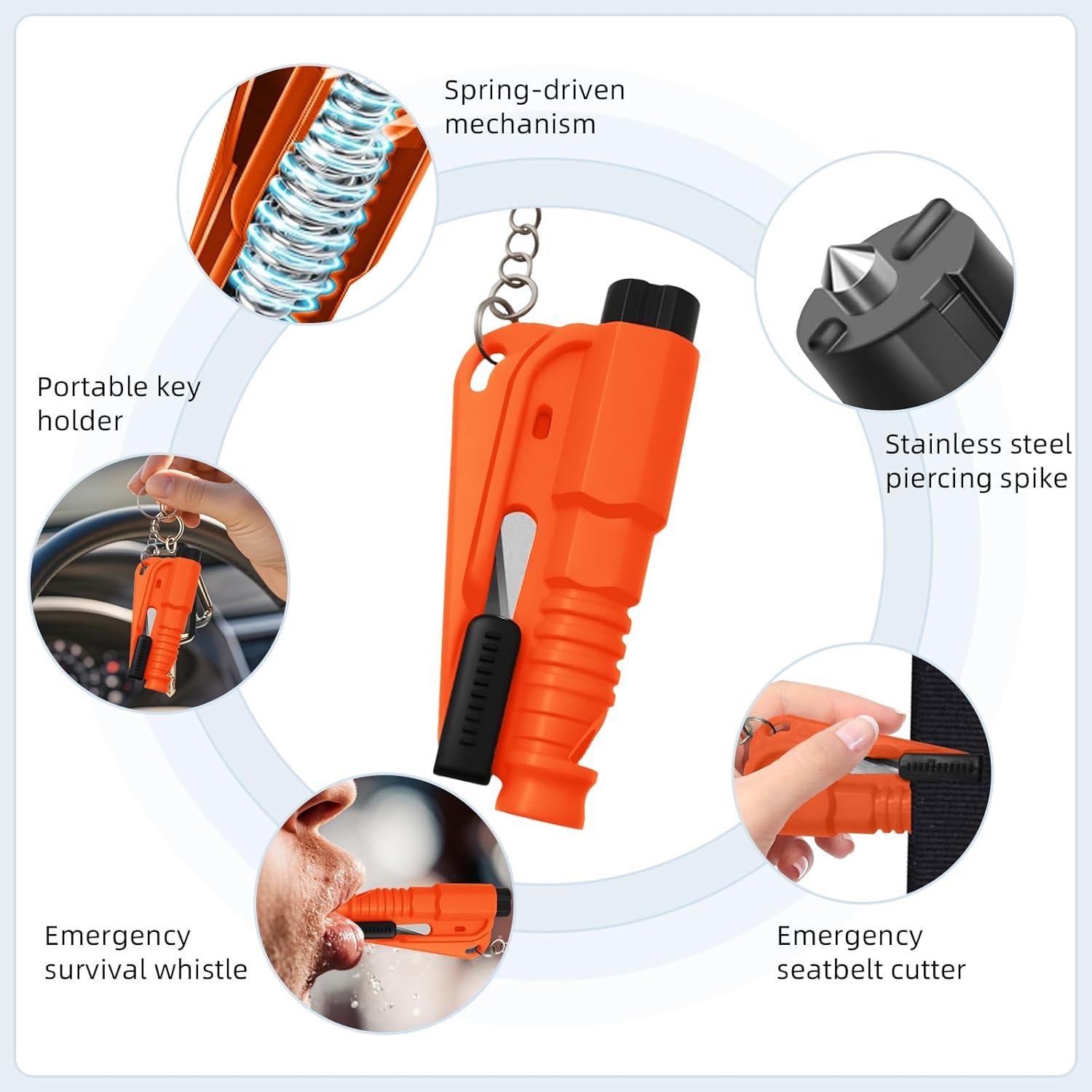 24 Llaveros Rompe Ventanas Adboros 3 en 1 Cortador Silbato