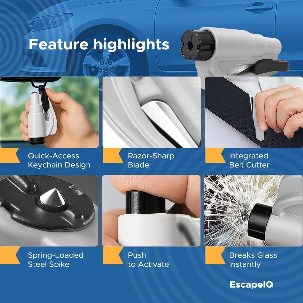 Herramienta de Escape de Emergencia SHIAKIDI 2 en 1 Cortador y Rompedor