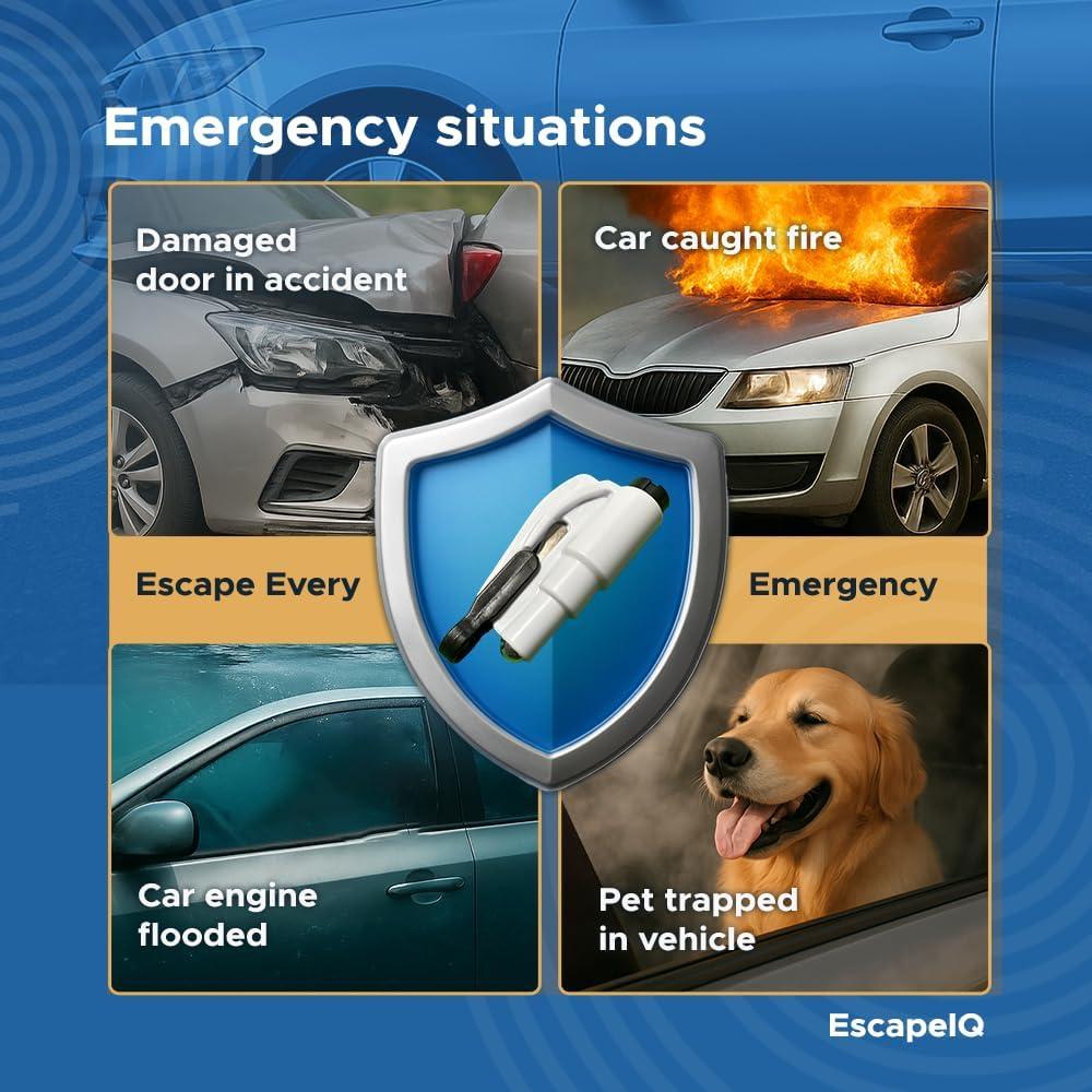 Herramienta de Escape de Emergencia SHIAKIDI 2 en 1 Cortador y Rompedor