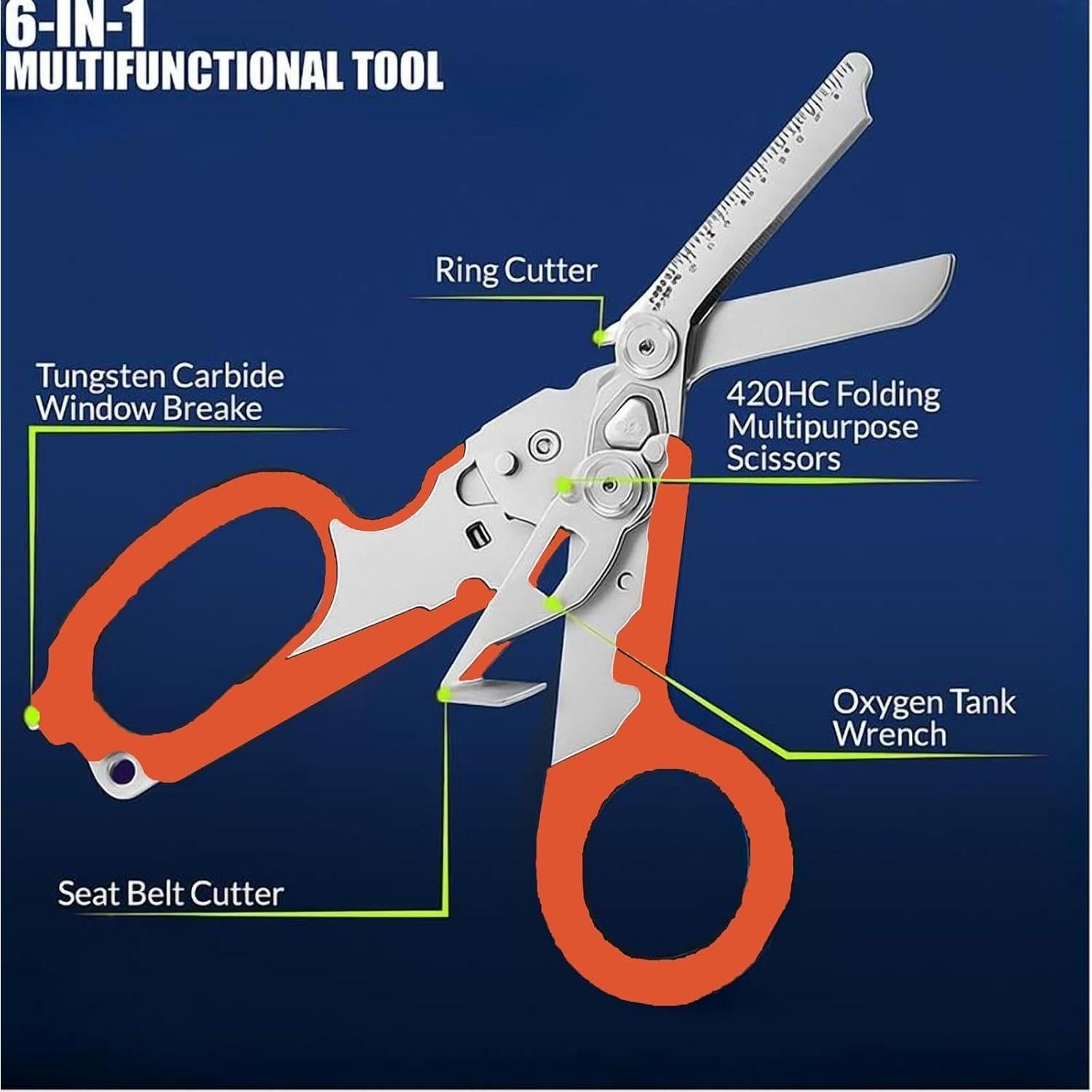 Tijeras de Trauma Raptor MAD Spark 6 en 1 Naranja