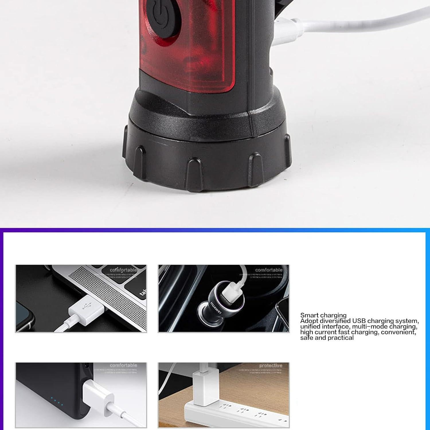 Baton de Seguridad Vial LED Focket con Luz Roja y Base Magnética