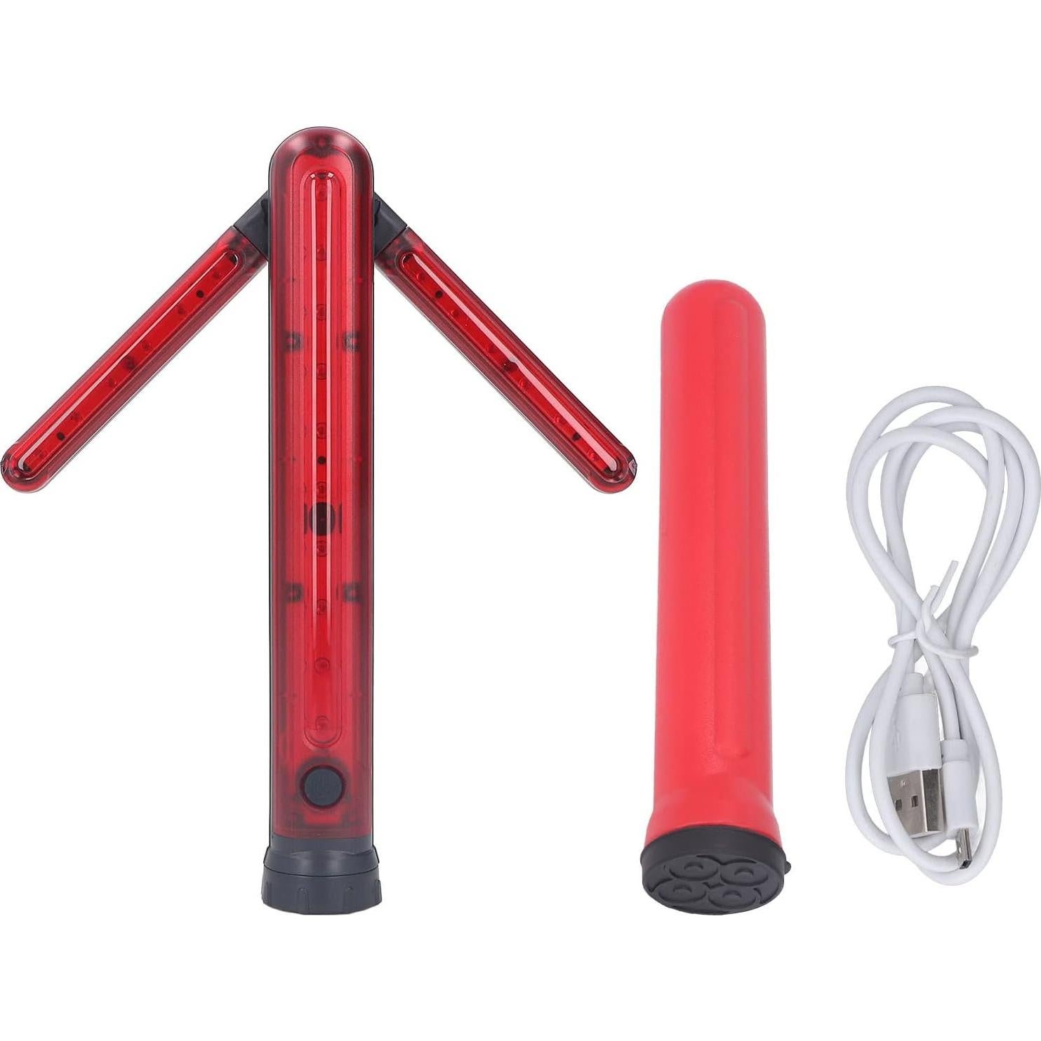 Baton de Seguridad Vial LED Focket con Luz Roja y Base Magnética