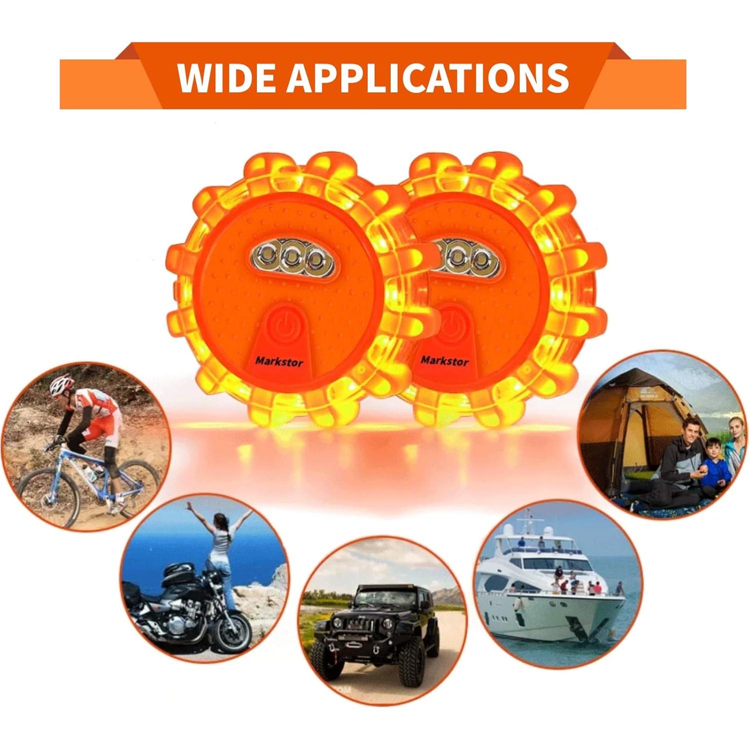 Flares LED de Emergencia Markstor 8 Piezas 15 LEDs Ámbar