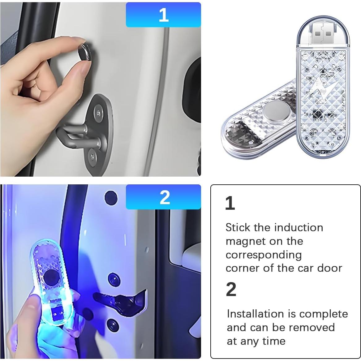 Luces de Advertencia LED Sandfren para Puertas de Coche 2PCS Azul