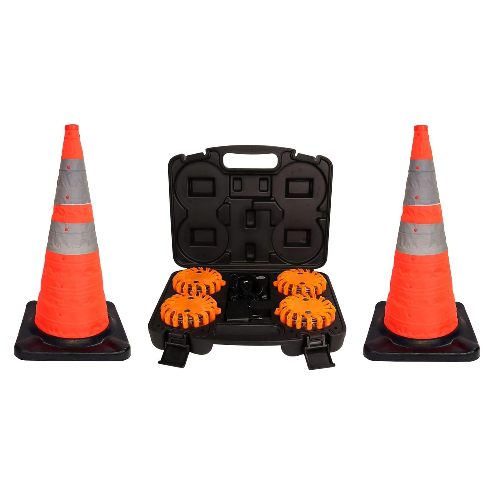 Kit de Seguridad en Carretera AME INTL - 2 Conos LED y 4 Bengalas