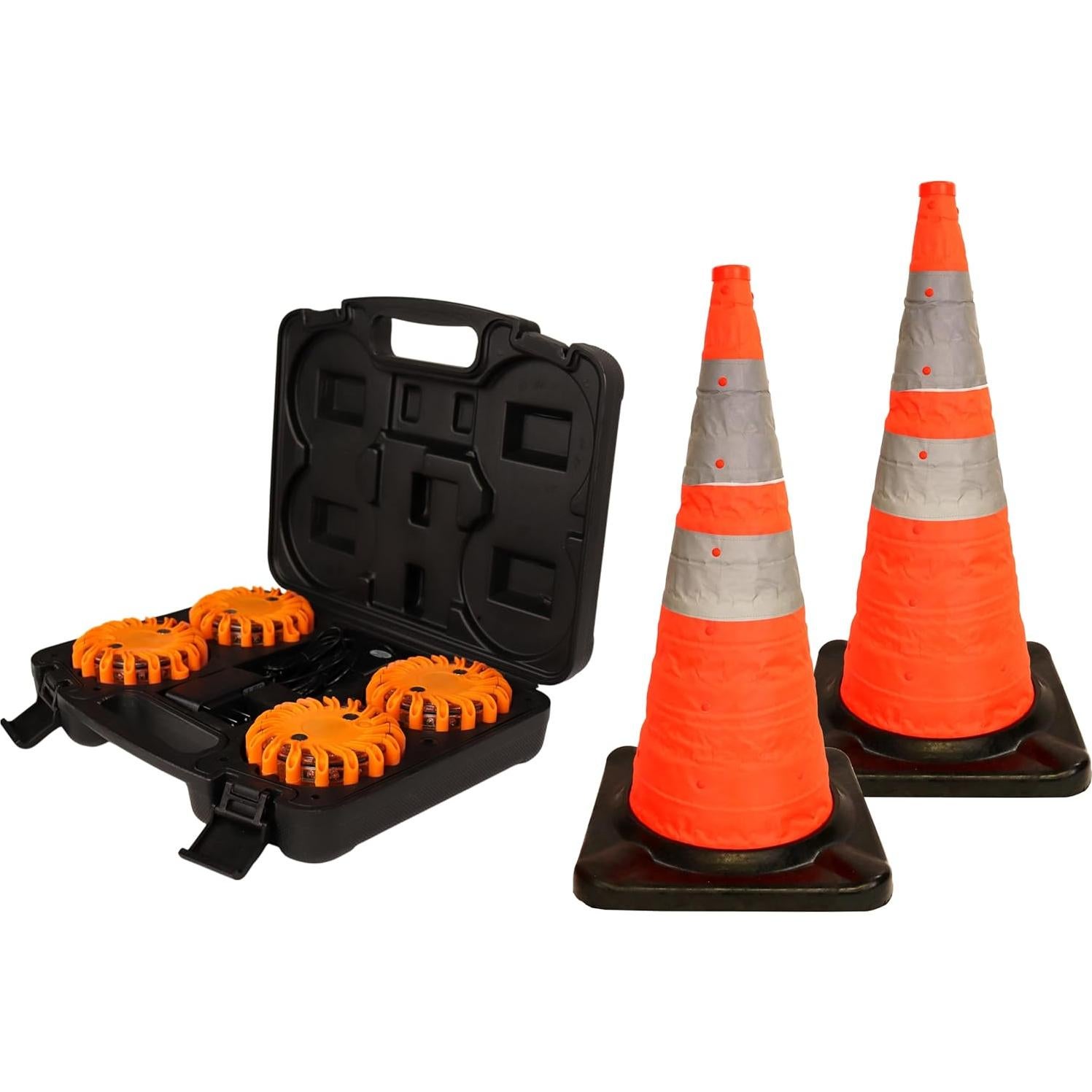 Kit de Seguridad en Carretera AME INTL - 2 Conos LED y 4 Bengalas