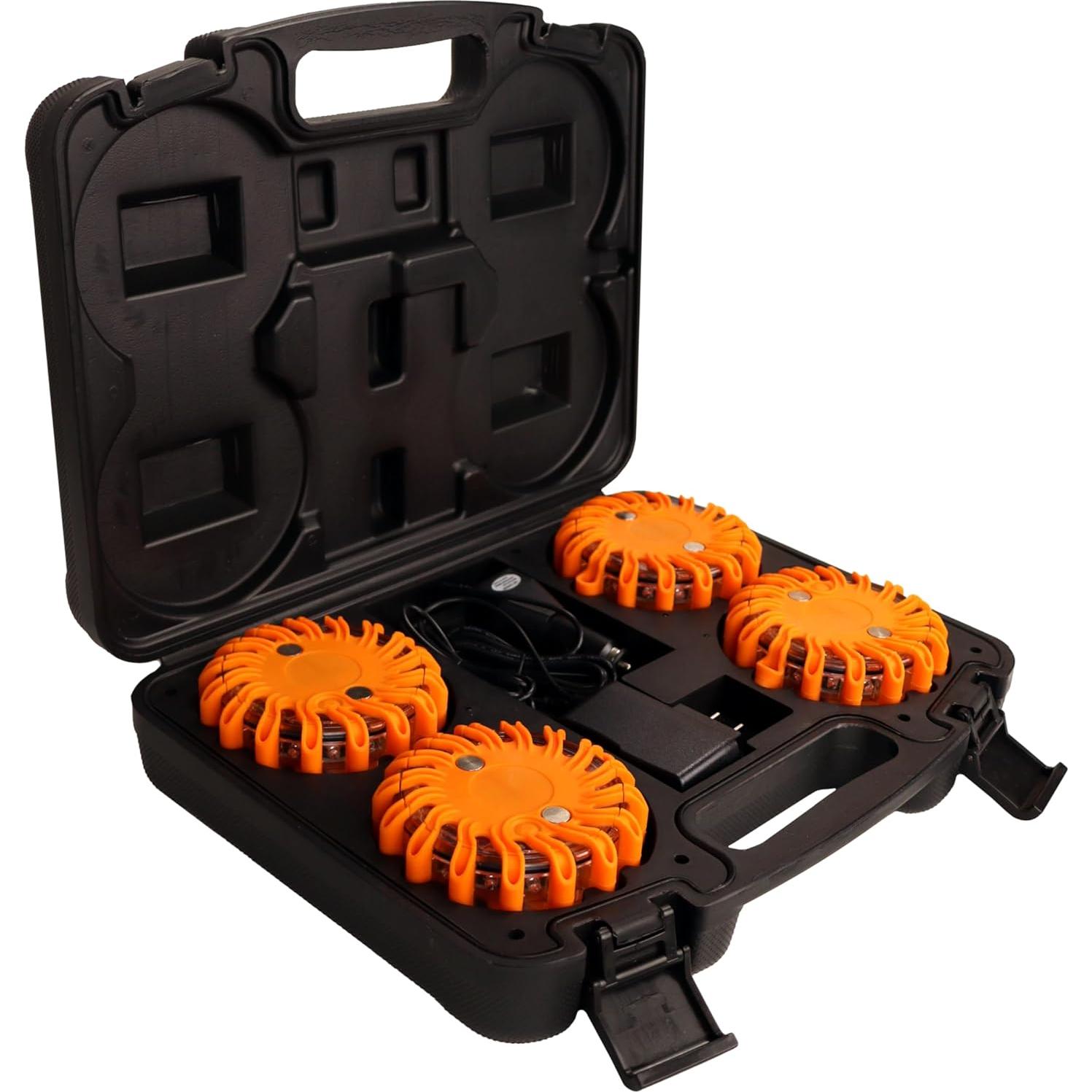 Kit de Seguridad en Carretera AME INTL - 2 Conos LED y 4 Bengalas