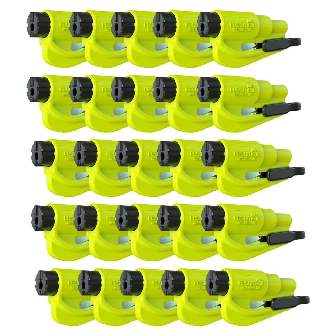 resqme Cortador de Cinturón y Rompedor de Ventanas 2-en-1 - Paquete de 25 - Amarillo