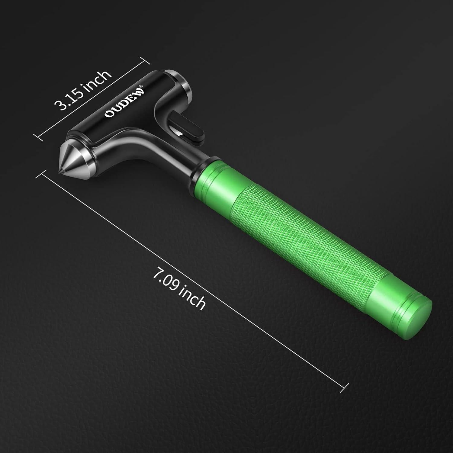 Martillo de Seguridad OUDEW Verde 3 en 1 para Automóviles
