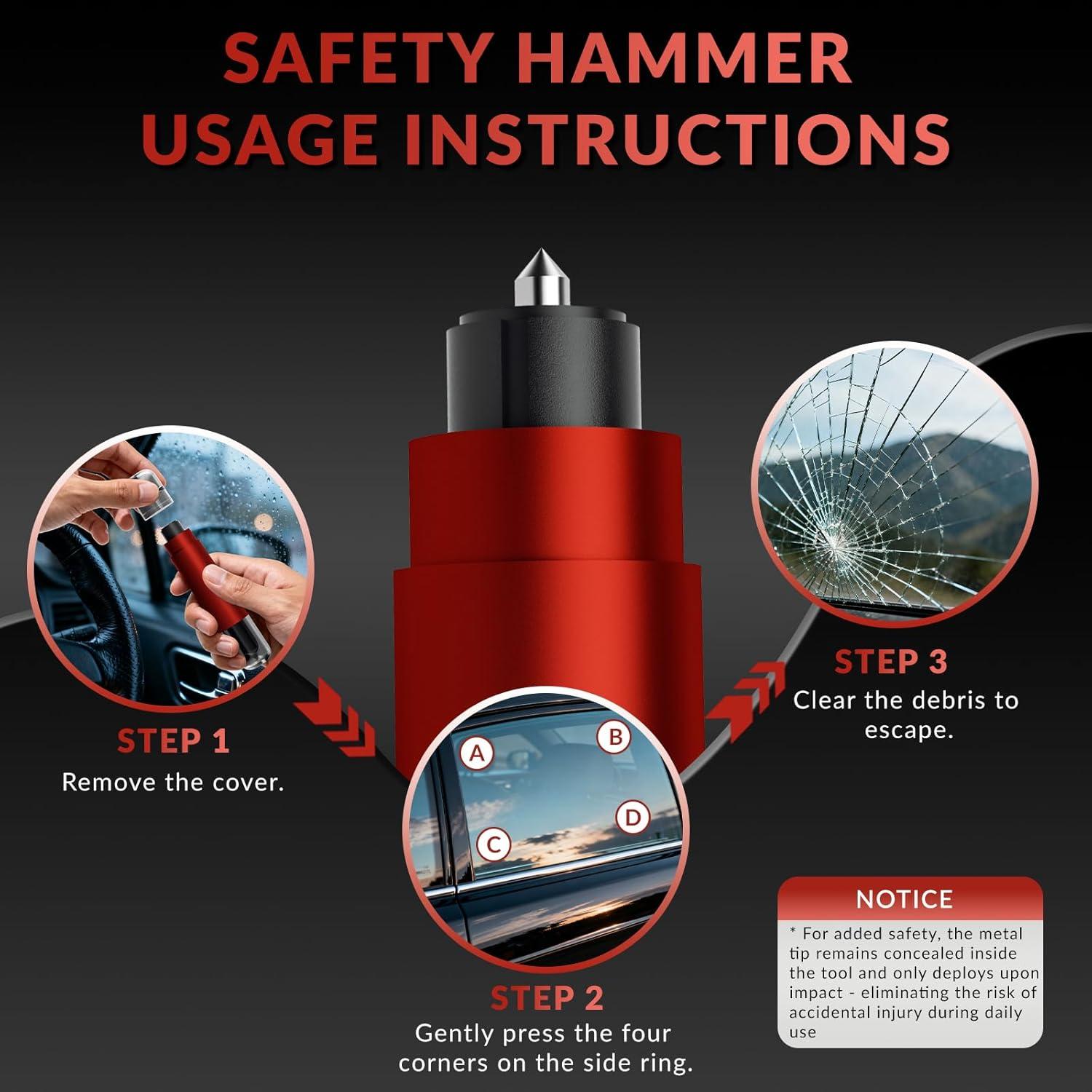 Paquete de 4 Martillos de Seguridad AOVSTOXIC XL-002