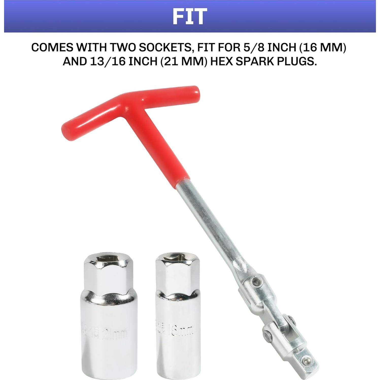 Kit de Llave de Bujía con Mango en T bylikeho 16mm y 21mm