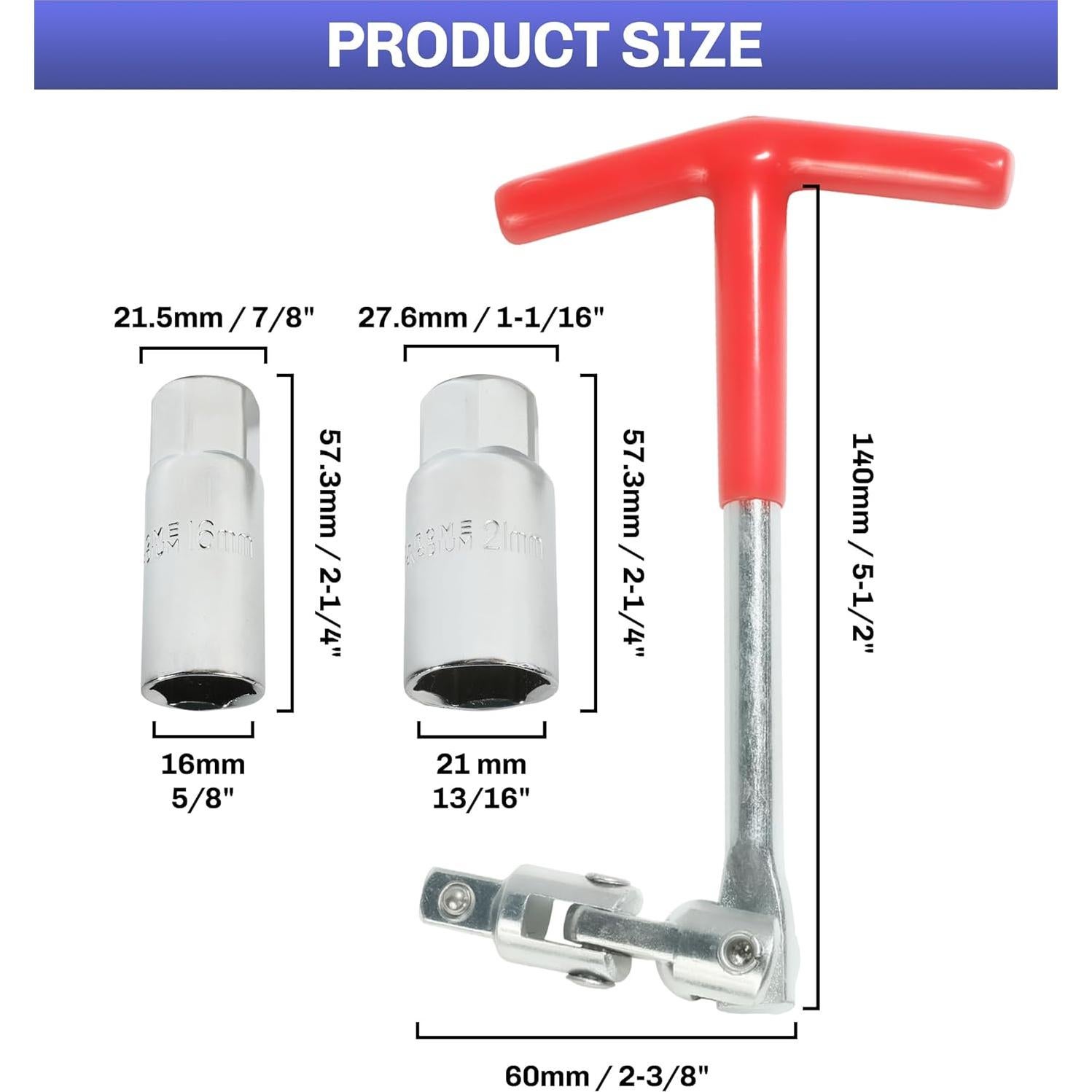 Kit de Llave de Bujía con Mango en T bylikeho 16mm y 21mm
