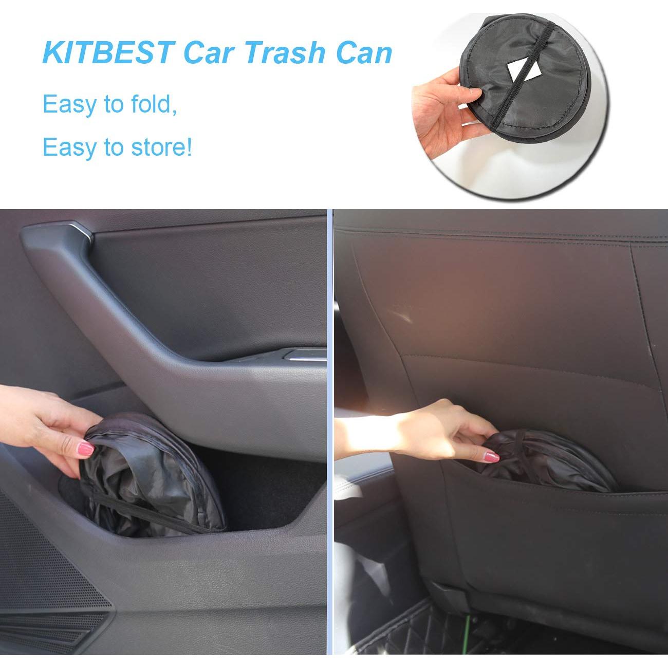 Basurero Plegable para Auto KITBEST 2 Pack Negro 1 Galón