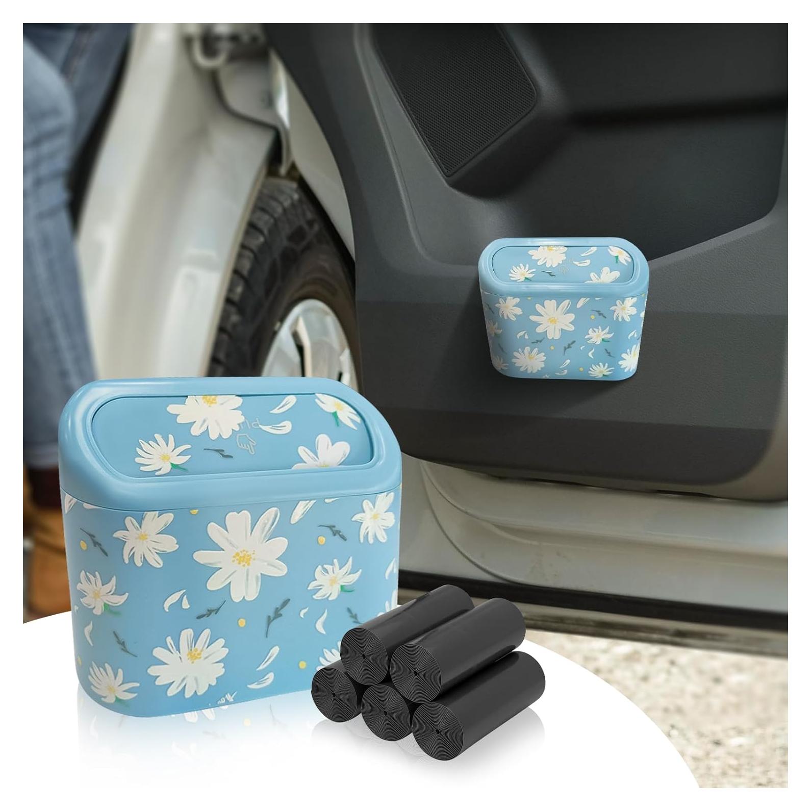 Mini Basurero de Coche Meorain Azul con Tapa y 5 Bolsas