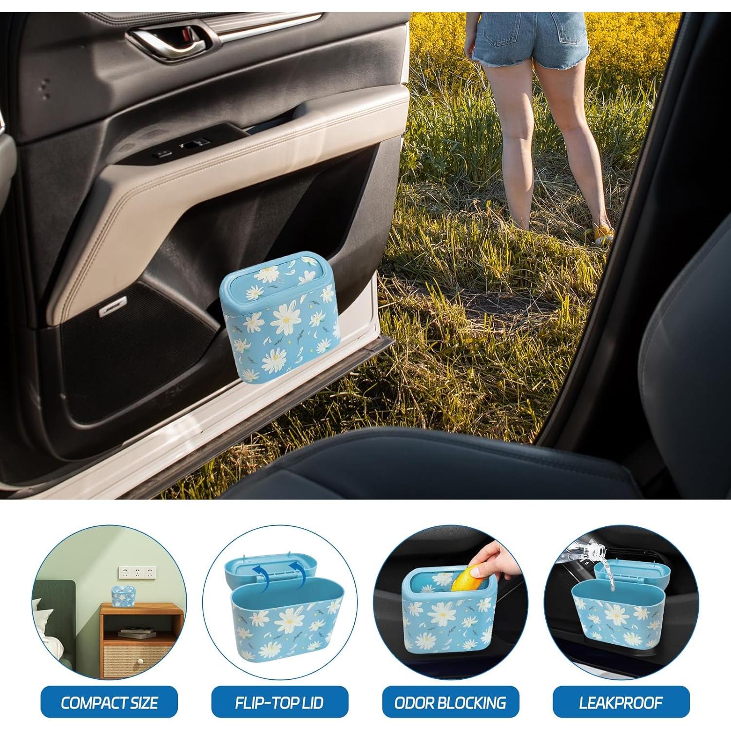 Mini Basurero de Coche Meorain Azul con Tapa y 5 Bolsas