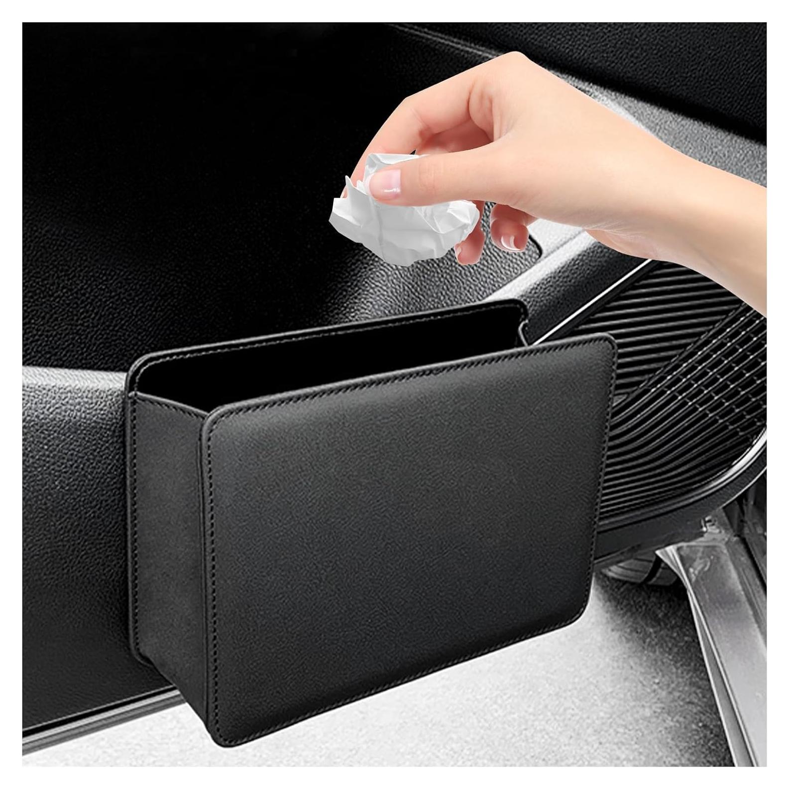 Basurero de Coche SSNNUU de Cuero Impermeable 1L Negro