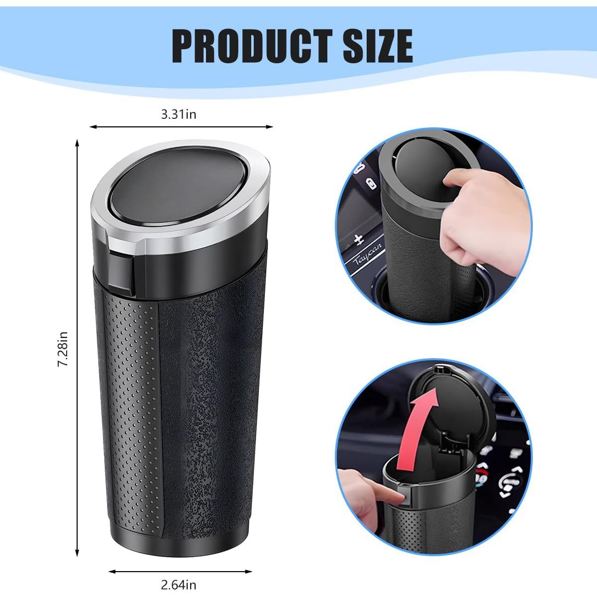 Basurero de Auto Sandfren Cilíndrico 1.2L Negro/Plata