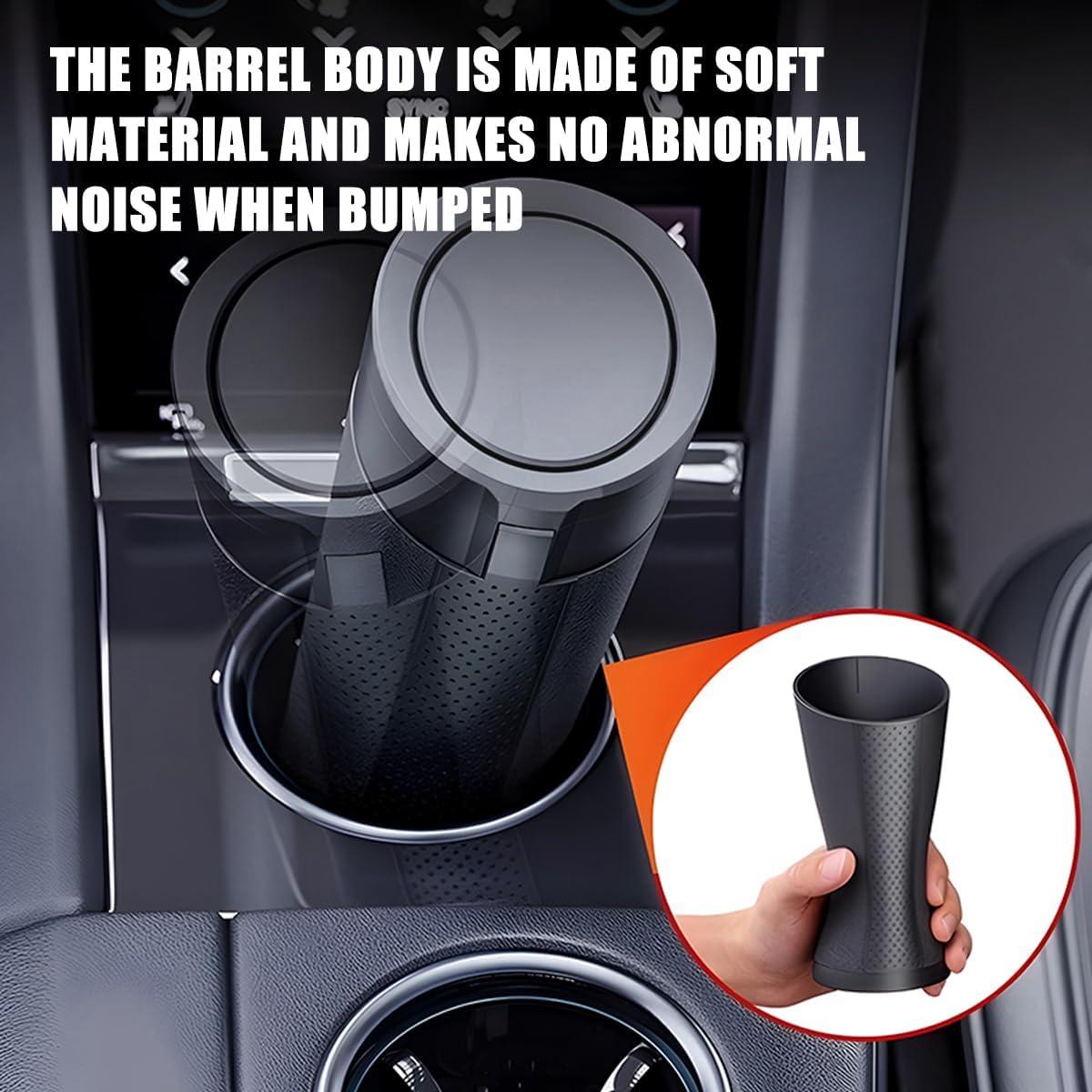 Basurero de Auto Sandfren Cilíndrico 1.2L Negro/Plata