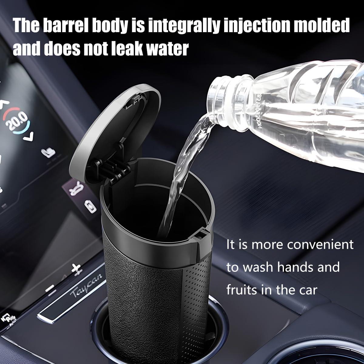 Basurero de Auto Sandfren Cilíndrico 1.2L Negro/Plata