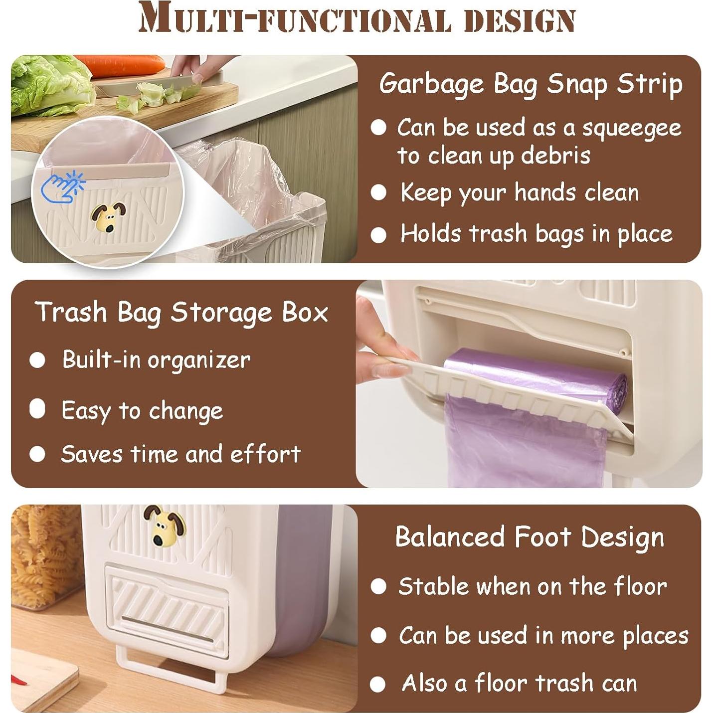 Cubo de Basura Plegable 10L Blanco - Ahorra Espacio para Cocina