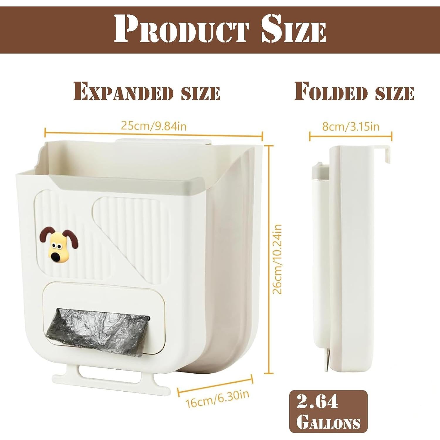 Cubo de Basura Plegable 10L Blanco - Ahorra Espacio para Cocina