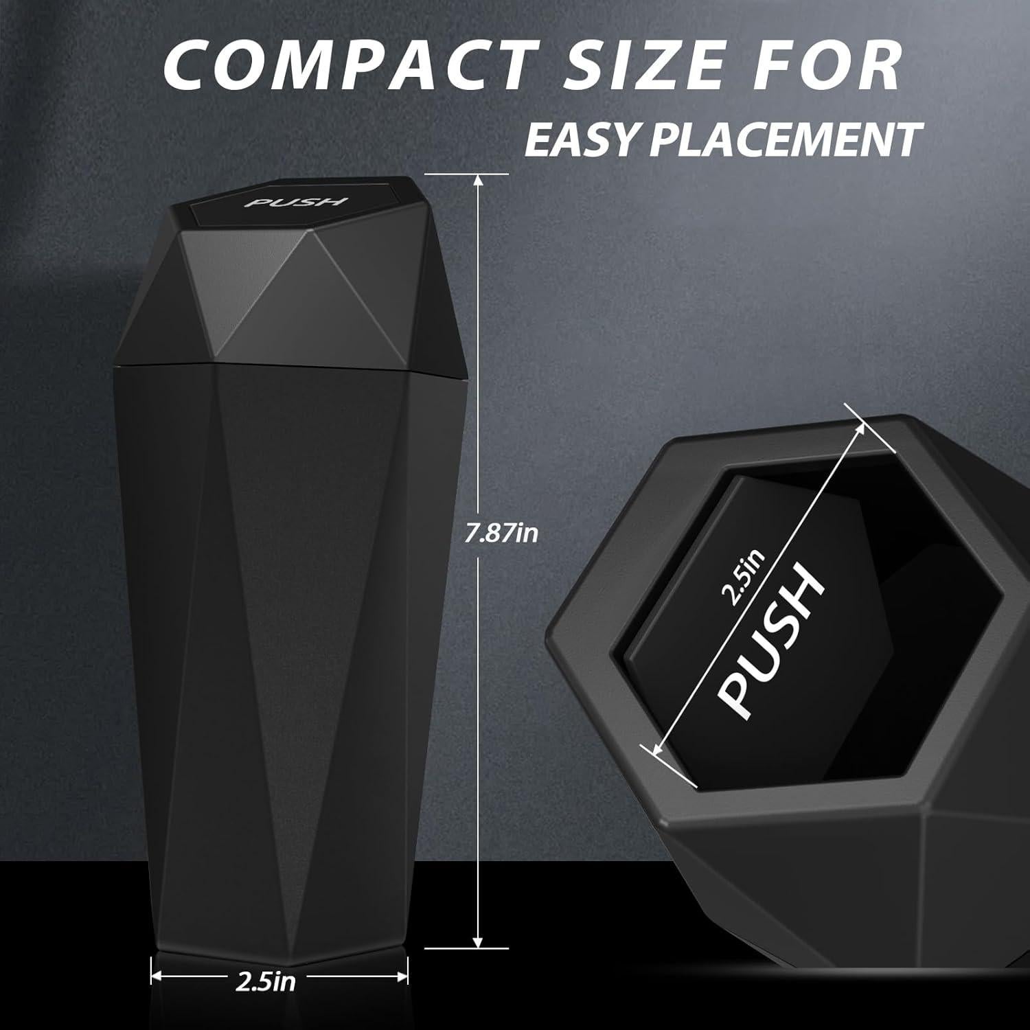 Basurero de coche XSGJC con tapa, mini portavasos negro