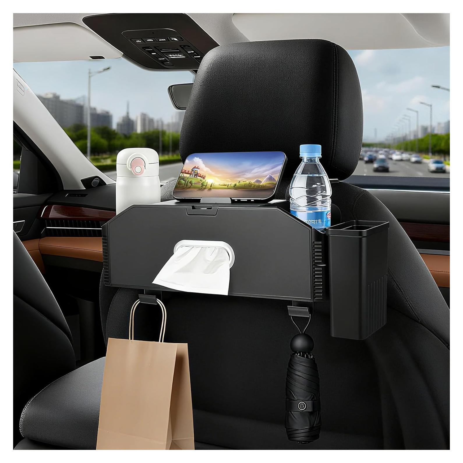 Organizador de respaldo de asiento de coche Hiitytin 7 en 1 Negro