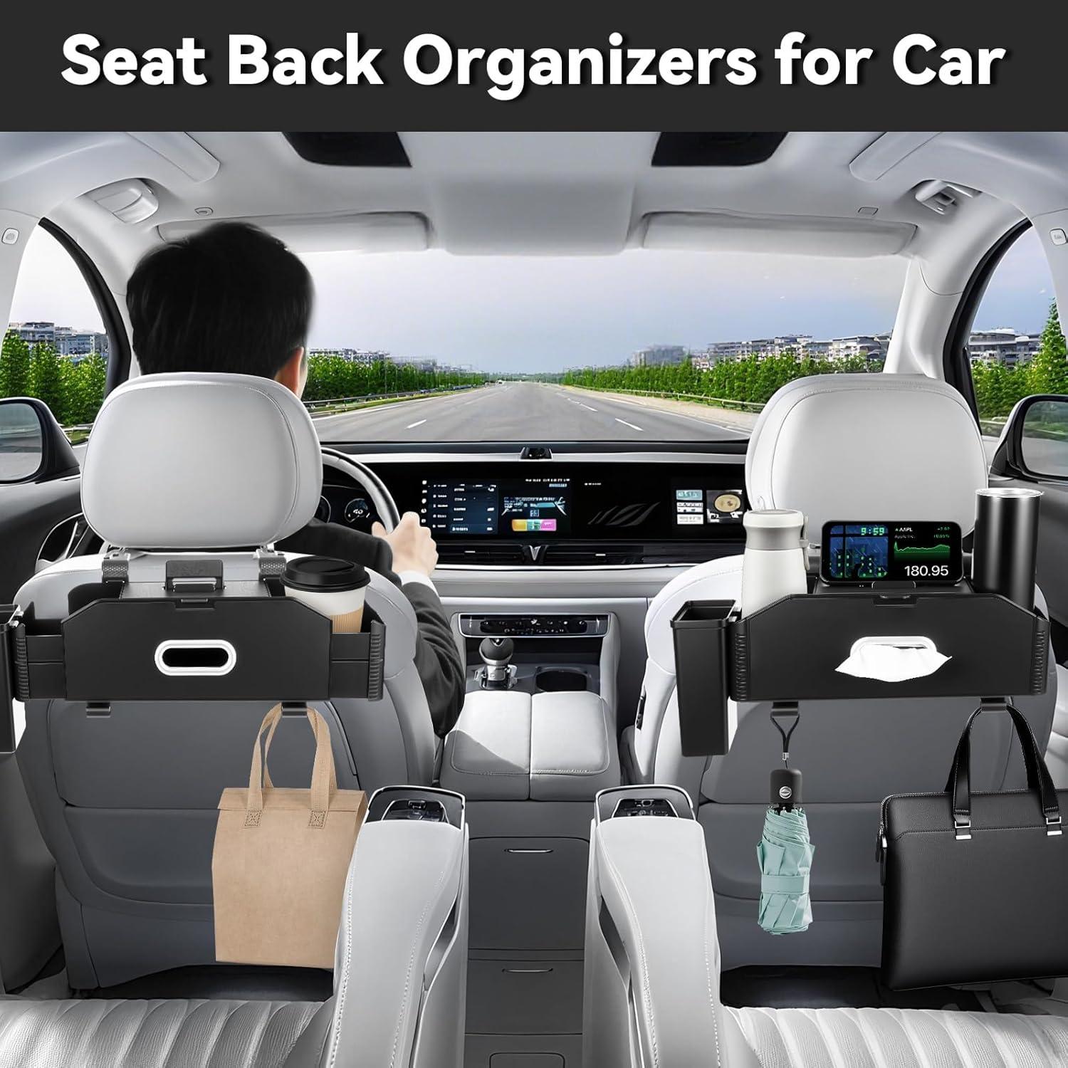 Organizador de respaldo de asiento de coche Hiitytin 7 en 1 Negro