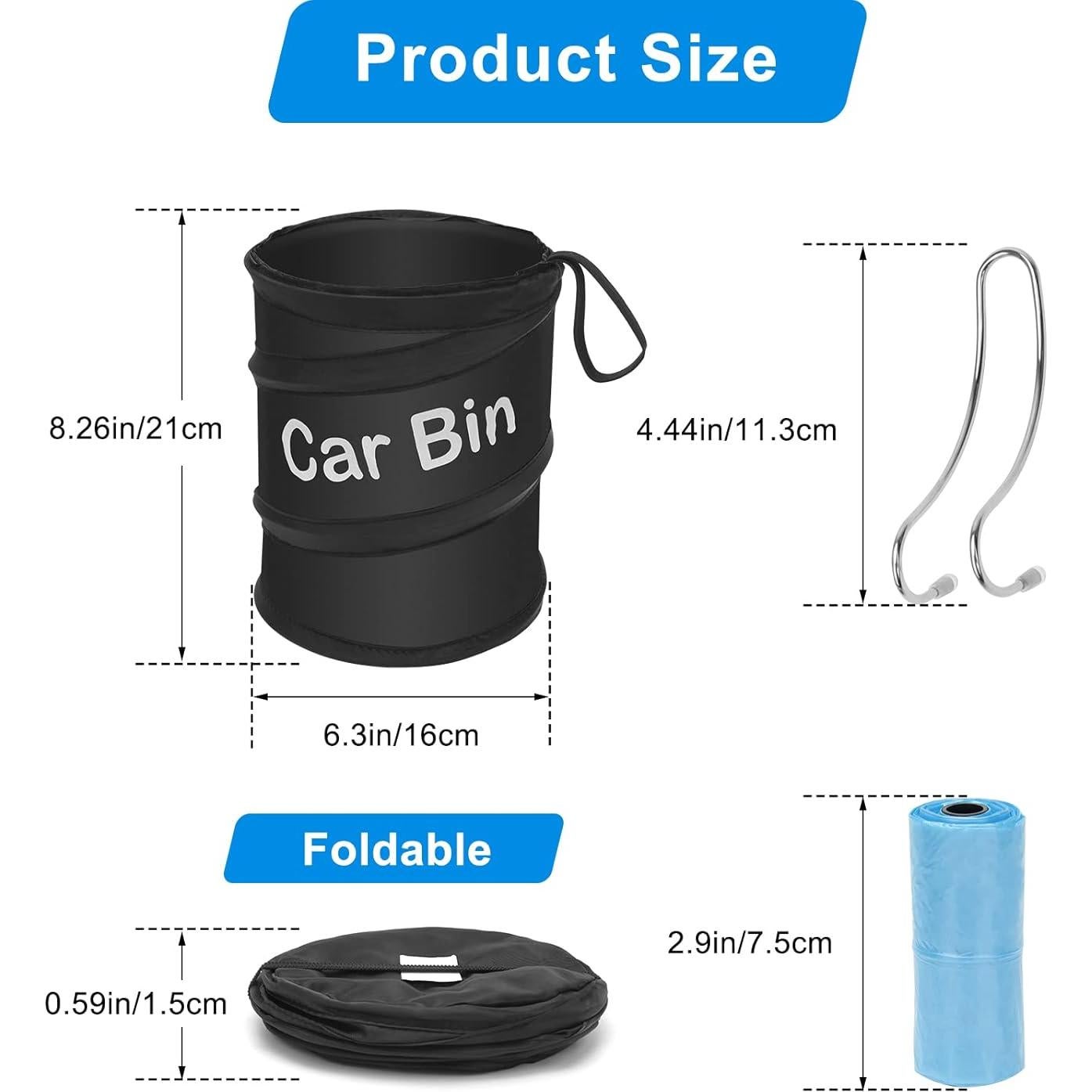 Basurero de Coche Plegable AHIER 2 Pcs con 30 Bolsas