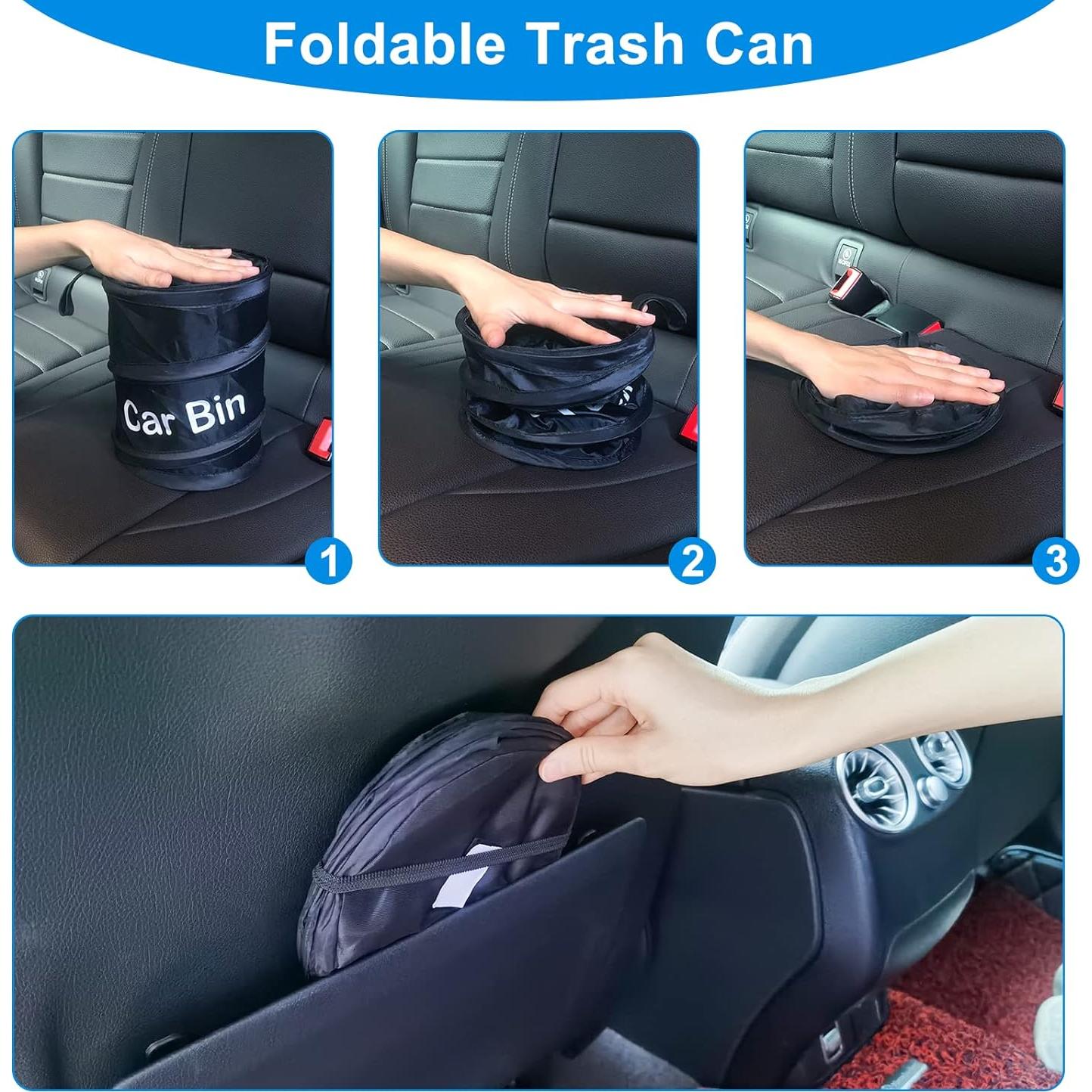 Basurero de Coche Plegable AHIER 2 Pcs con 30 Bolsas