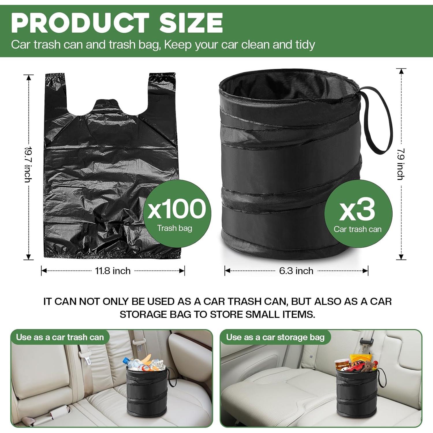 Bote de Basura Plegable ZJoey para Automóvil 7.57L Negro