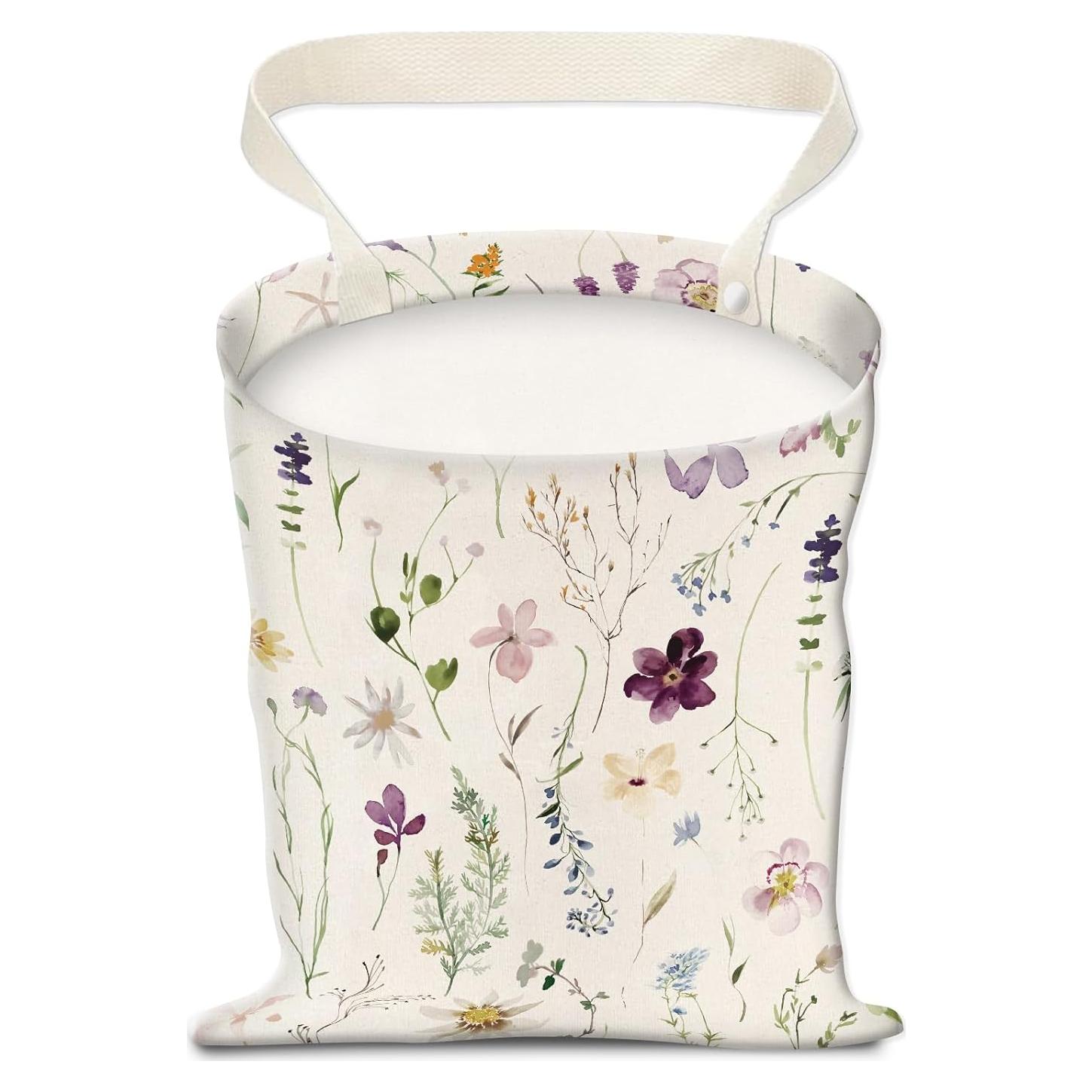 Basurero de Coche AUEKLLW Lona Floral Morado 30x24 cm
