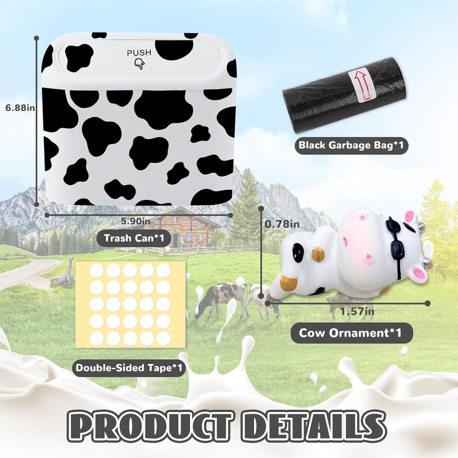 Basurero Automotriz SuperKaKa Blanco con Estampado de Vaca