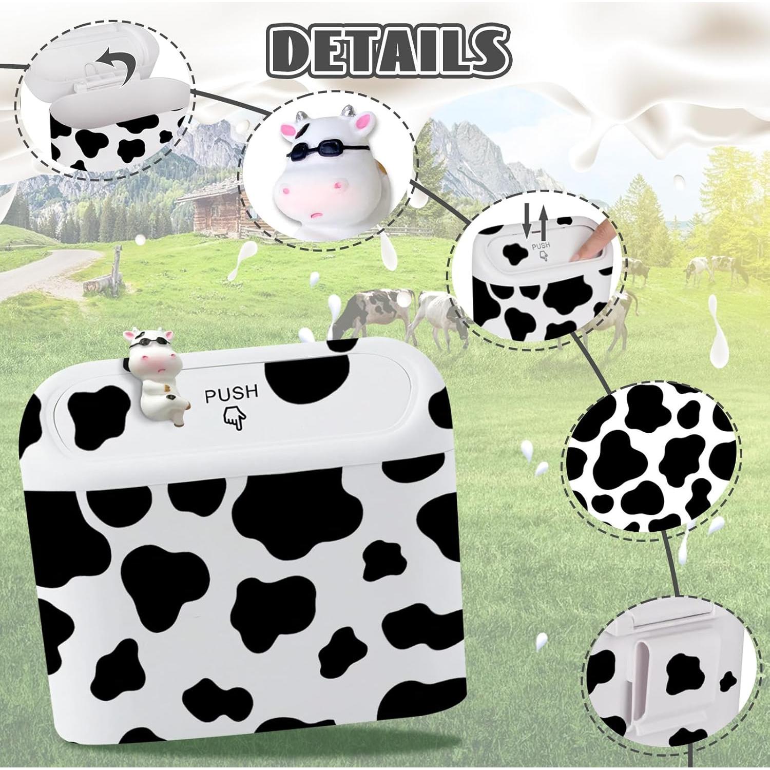 Basurero Automotriz SuperKaKa Blanco con Estampado de Vaca