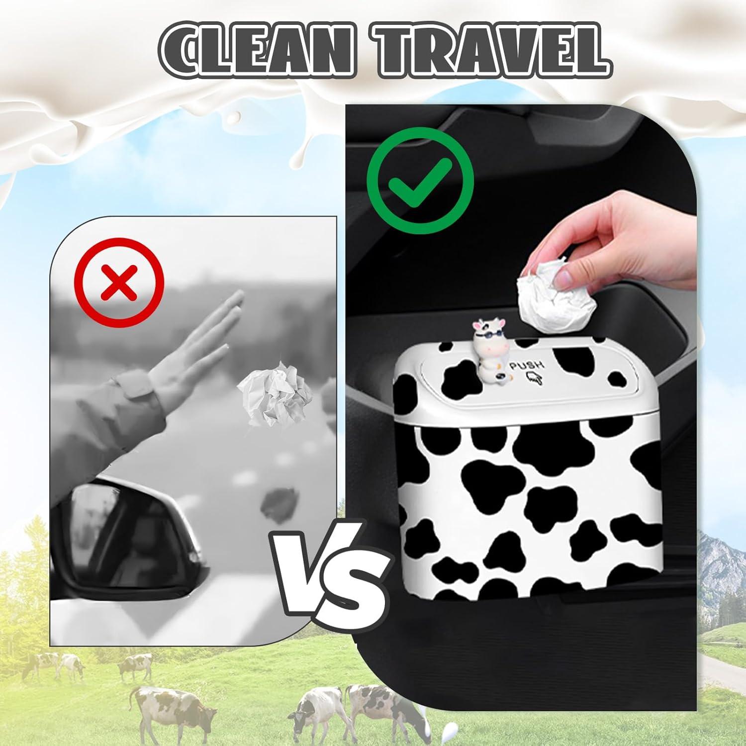 Basurero Automotriz SuperKaKa Blanco con Estampado de Vaca